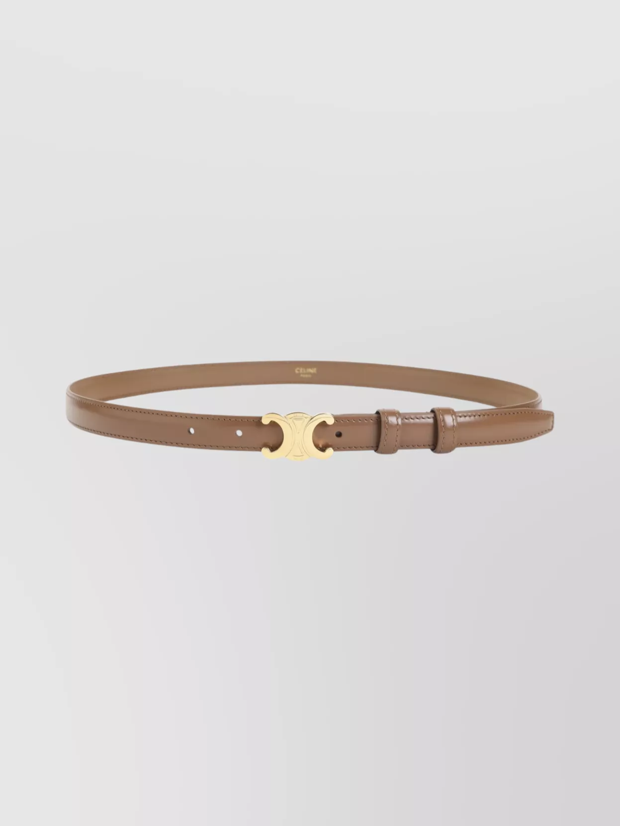 Celine Triomphe Leather Adjustable Belt Gold-Tone Buckle