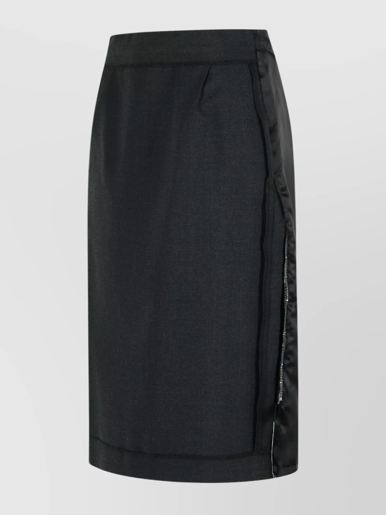 Maison Margiela High Waist Knee Length Wool Blend Skirt In Gray