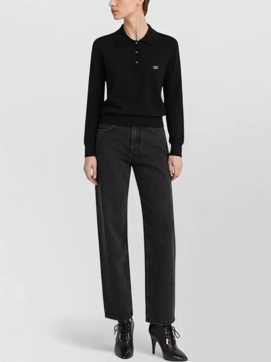 Celine Logo-Knit Polo Jumper
