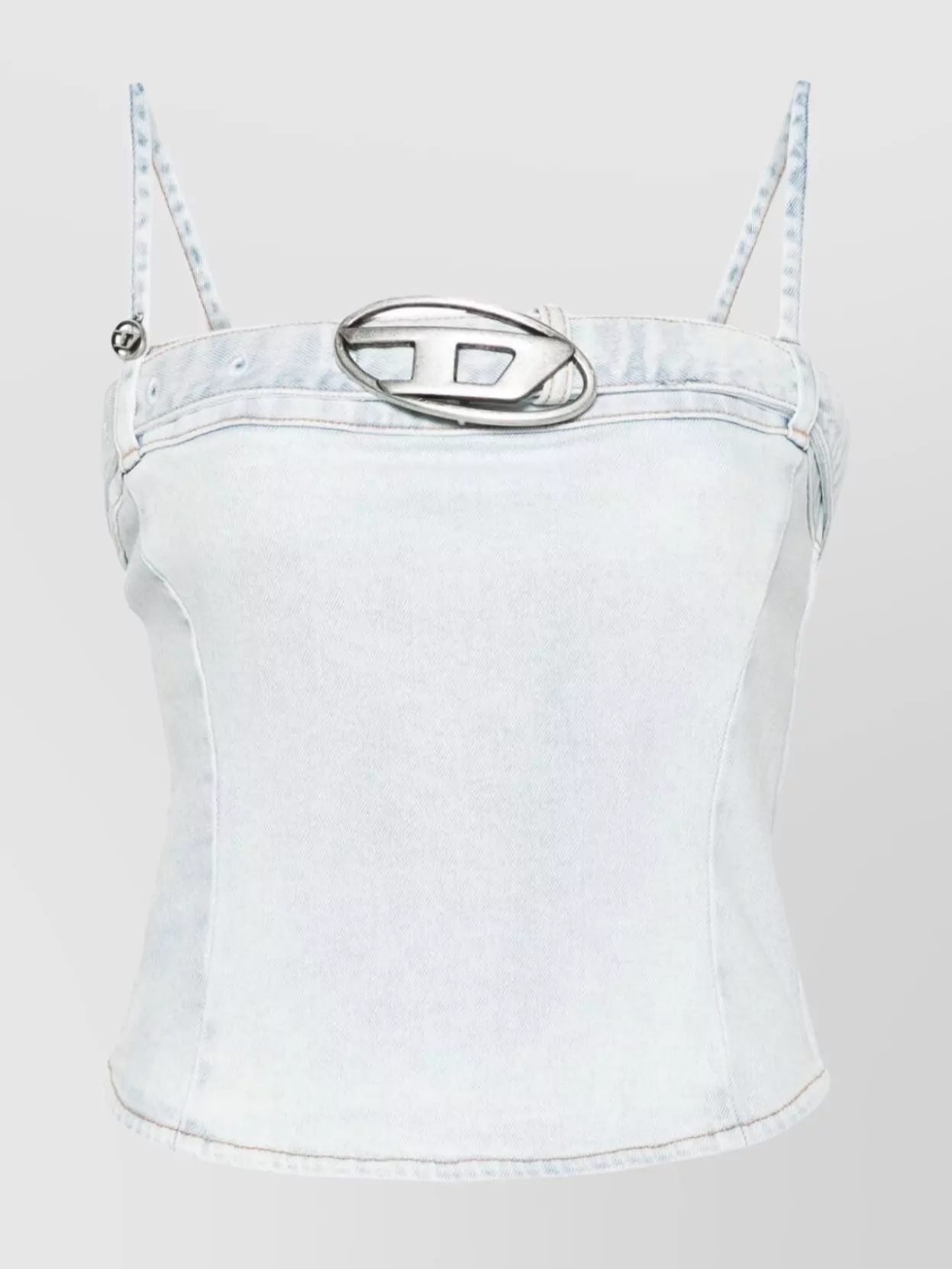 Shop Diesel Adjustable Square Neck Top With Detachable Belt In White