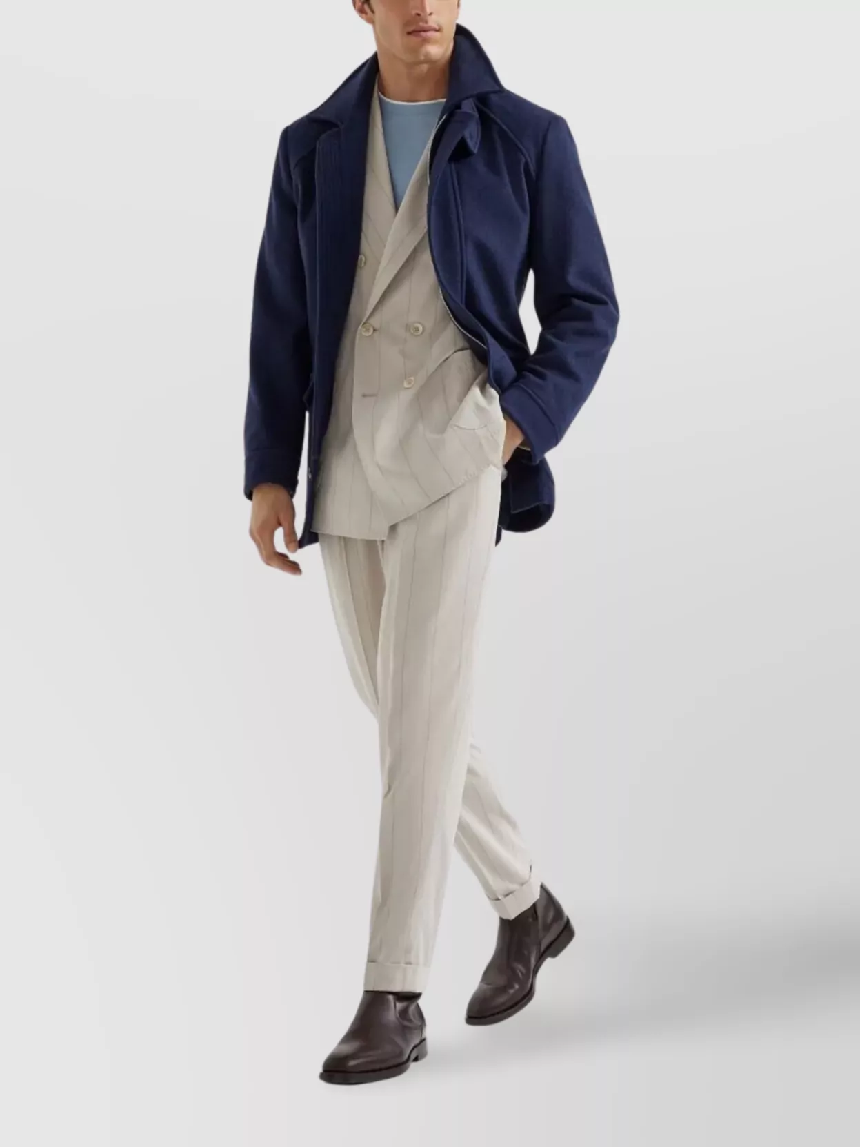 Brunello Cucinelli Crew Neck T-Shirt Faux-Layering