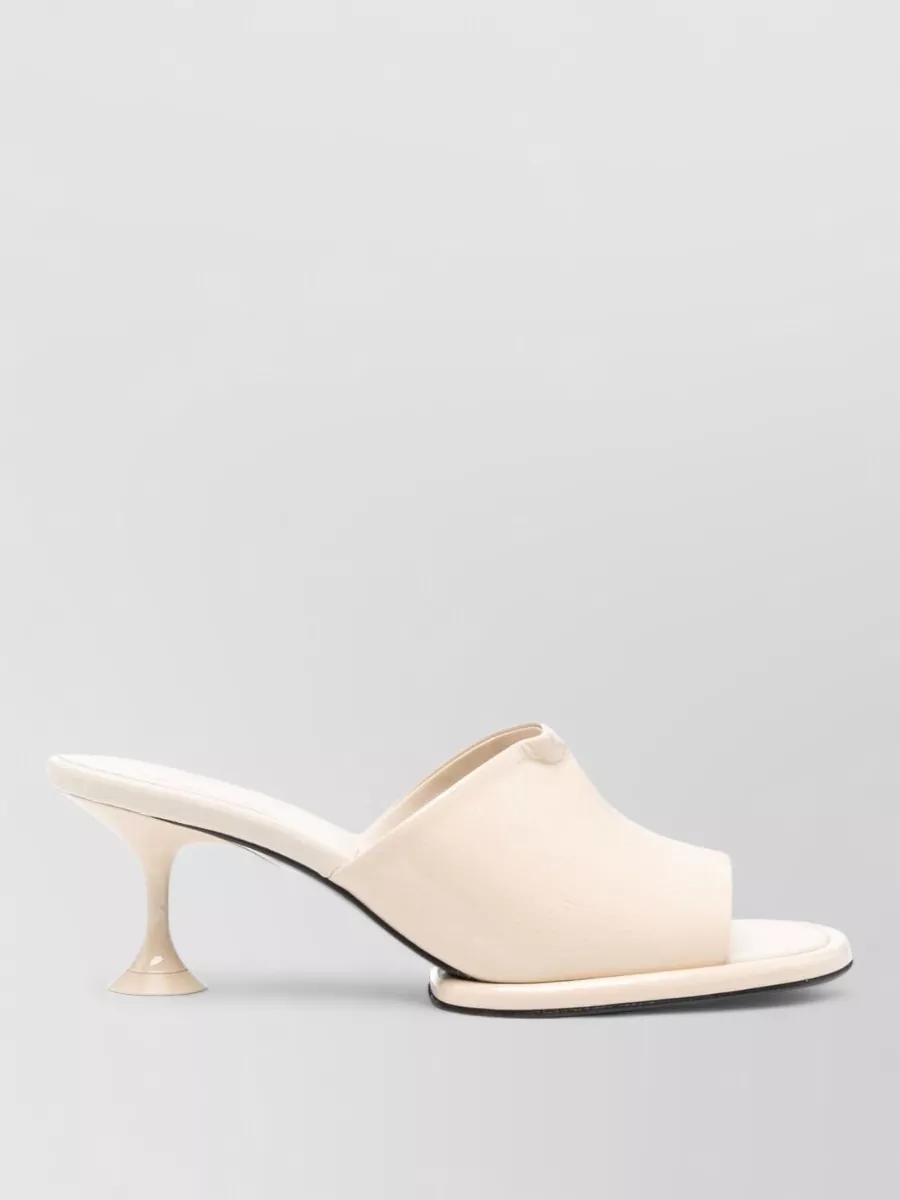 Sergio Rossi Glossy Open Toe Leather Mules With Sculpted Heel