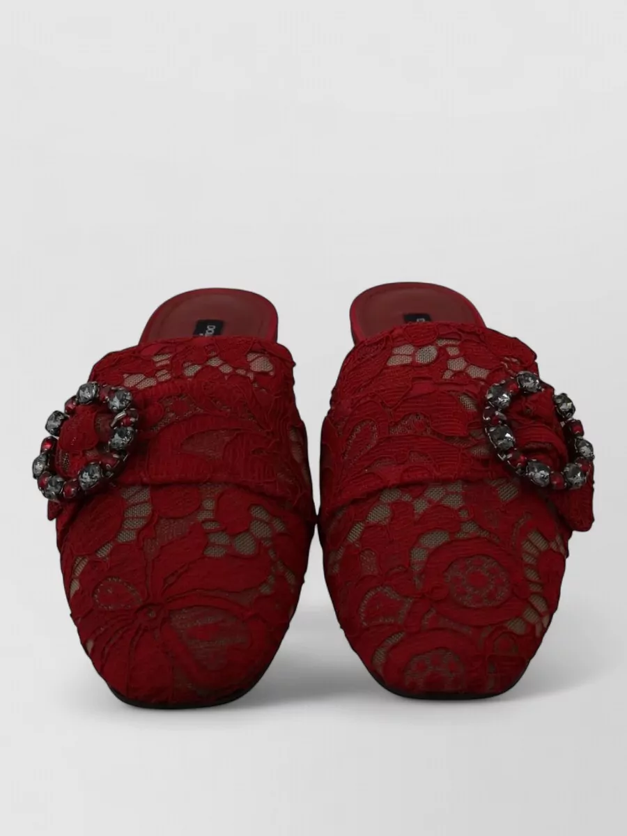 Dolce&Gabbana crystal embellished lace mules