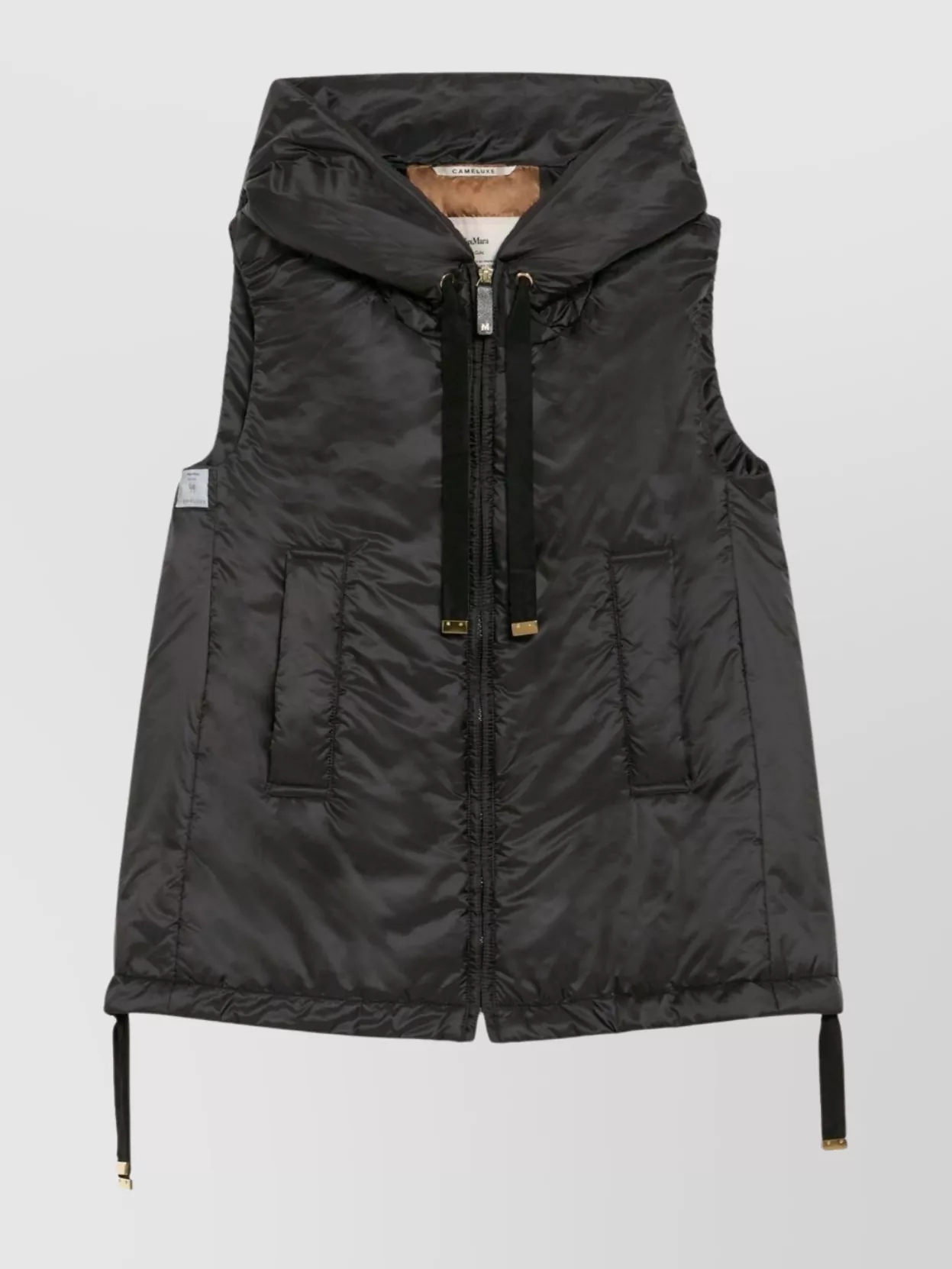 Max Mara Canvas Drawstring Hooded Sleeveless Gilet