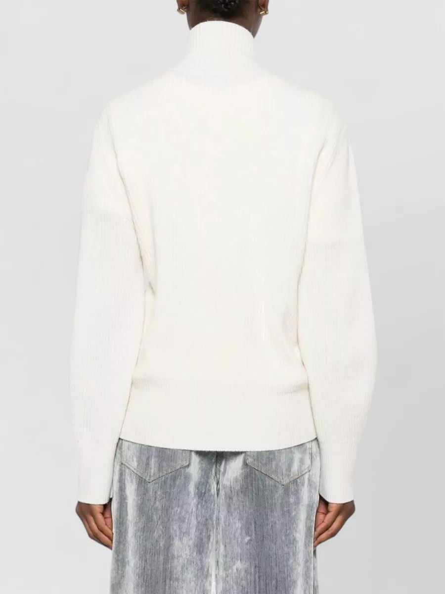 Forte Forte Cashmere Wool Ribbed High Neck Half Zip Sweatshirt