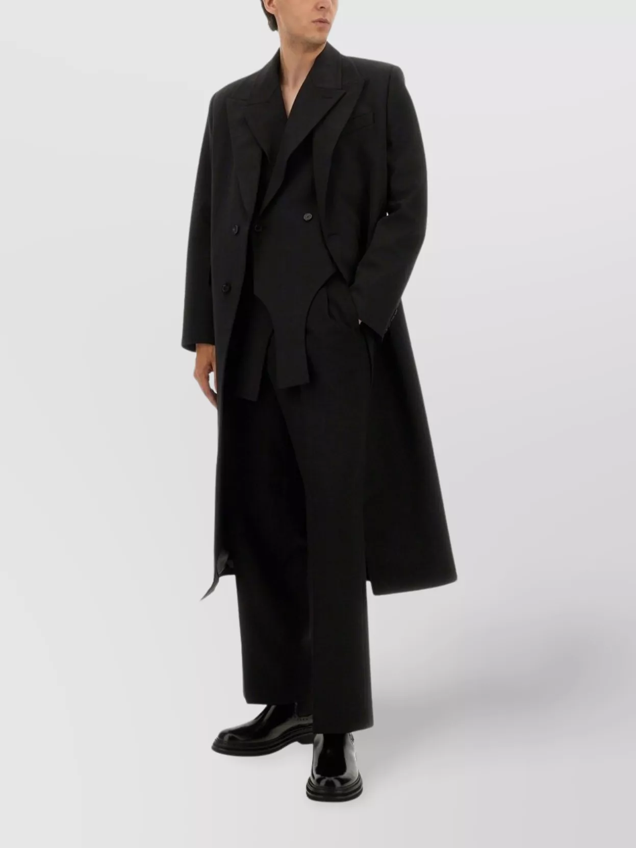 Jean Paul Gaultier Long Length Notch Lapel Coat With Side Pockets