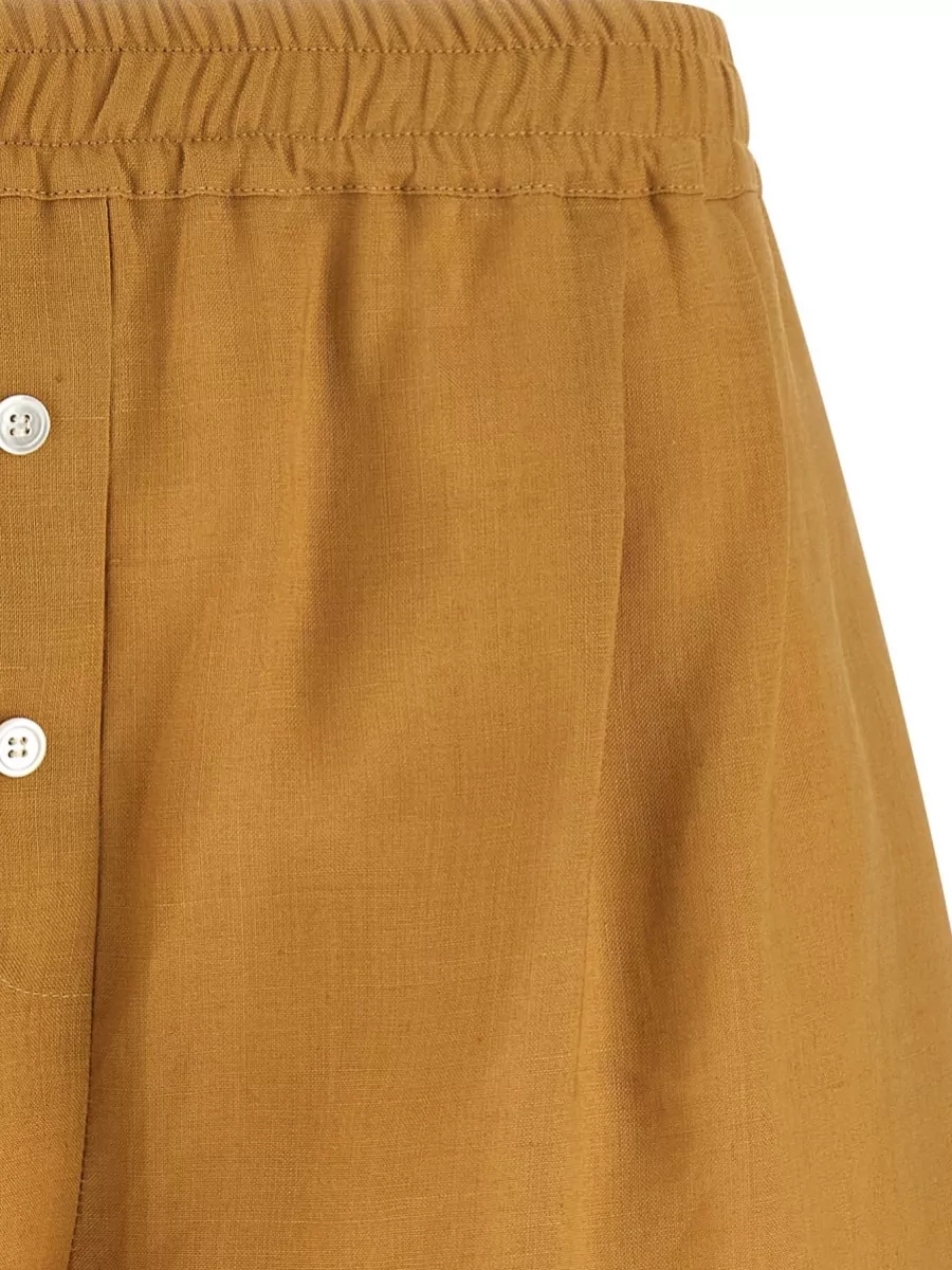 Marni Linen Shorts Button Detail Contrast Hem