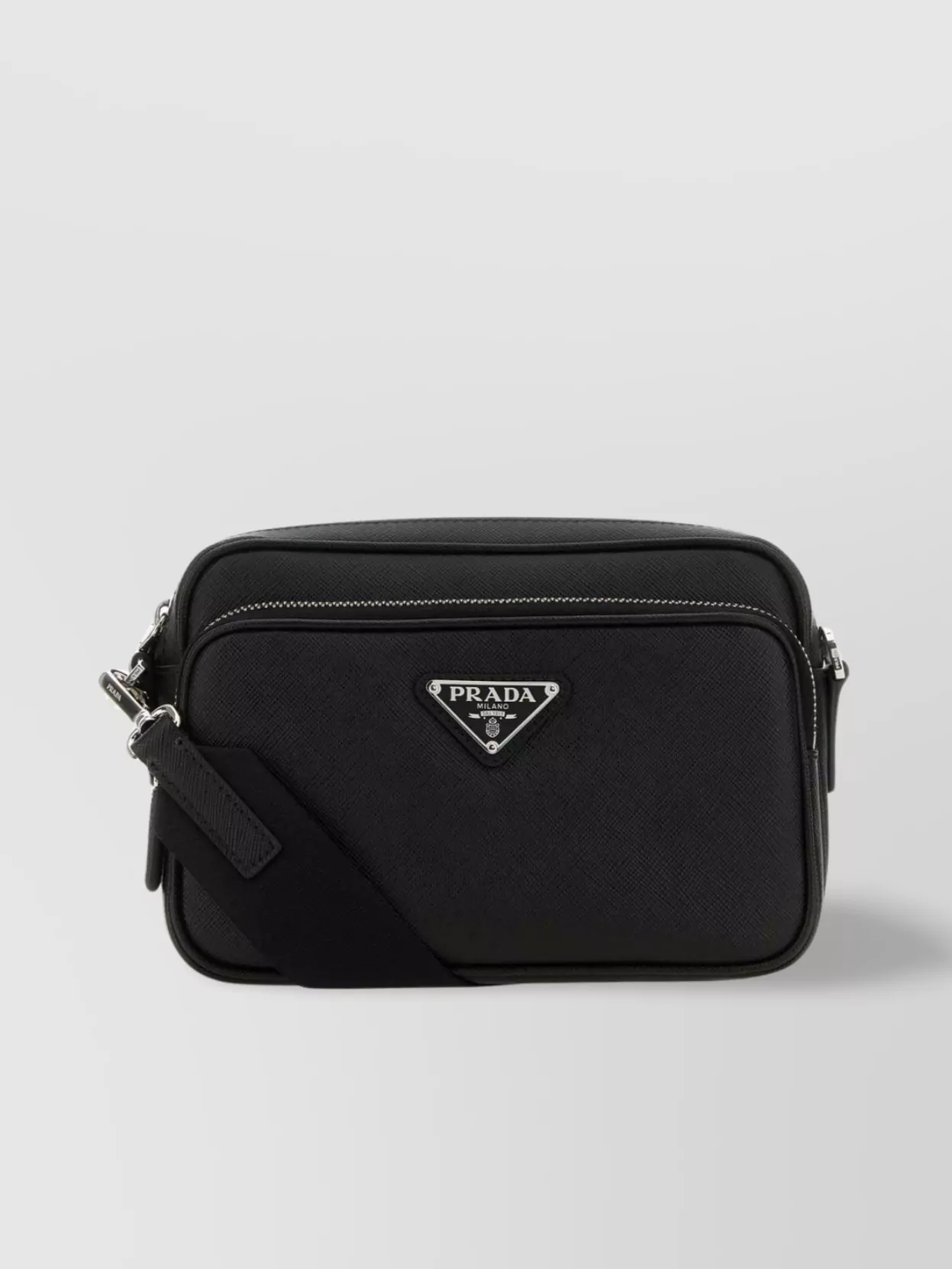 Shop Prada Structured Leather Crossbody Bag With Adjustable Strap