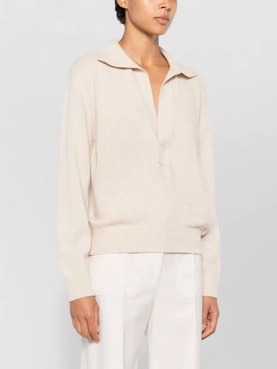 Victoria Beckham Cashmere Wool Polo Collar Long Sleeve Jumper