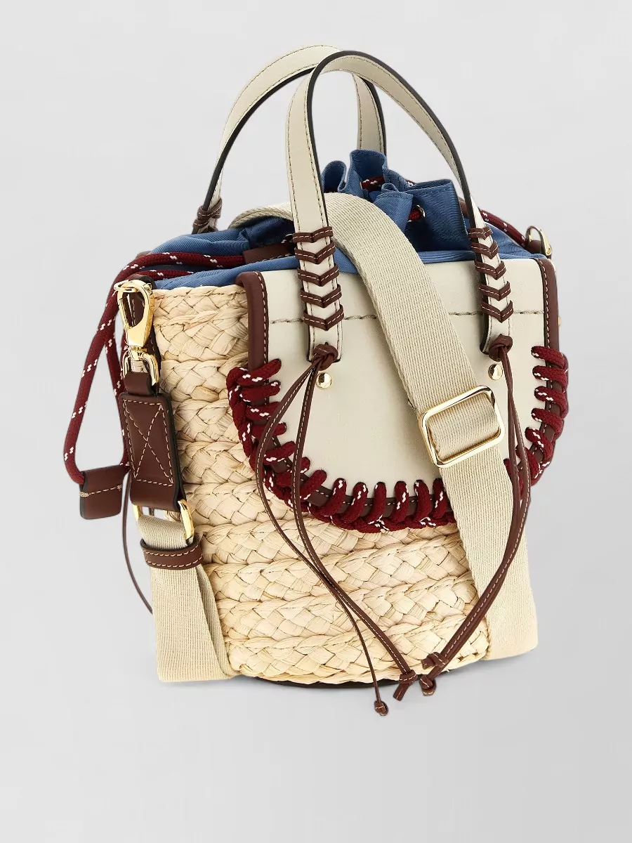 Cuba Lab Leather Straw Bucket Bag