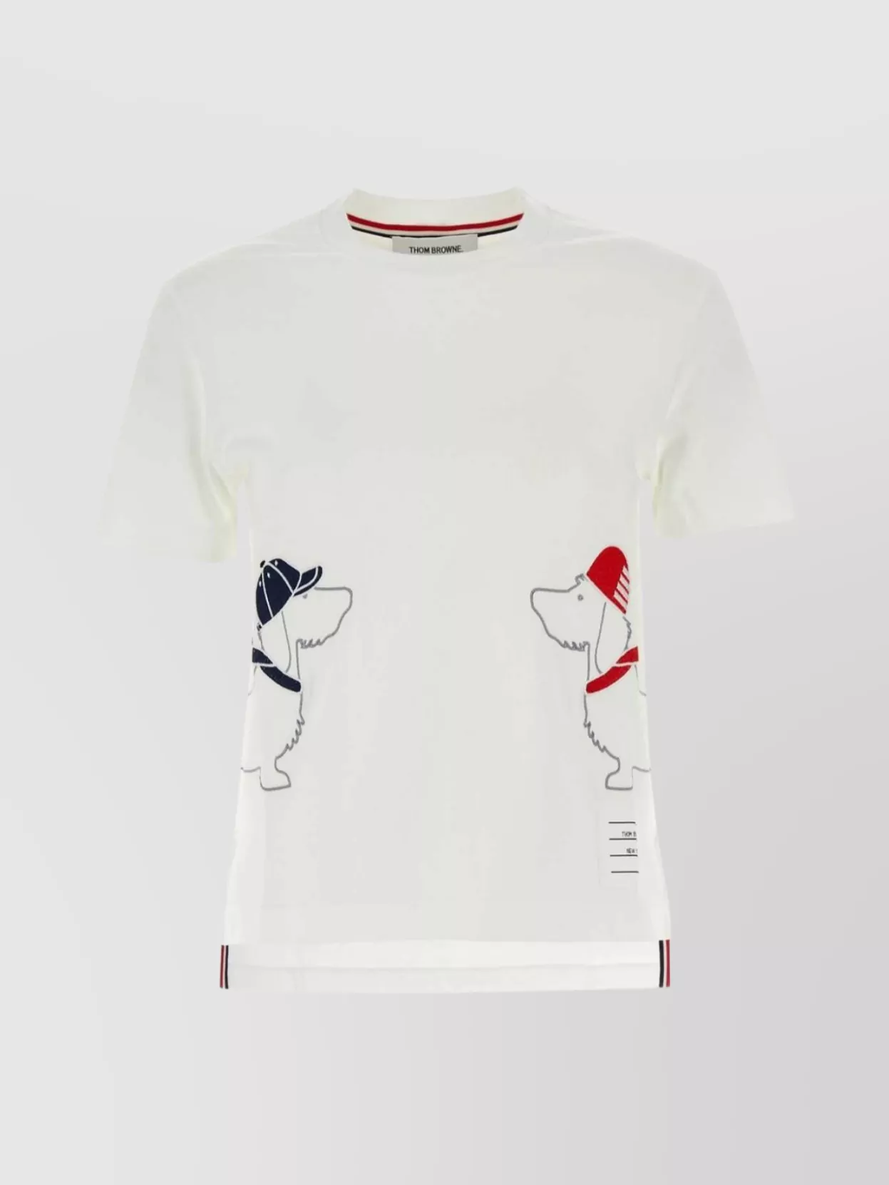 Shop Thom Browne Cotton Crew Neck T-shirt With Graphic Print