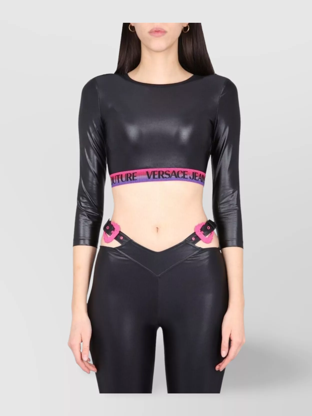 Versace Jeans Couture Cropped Top In Black