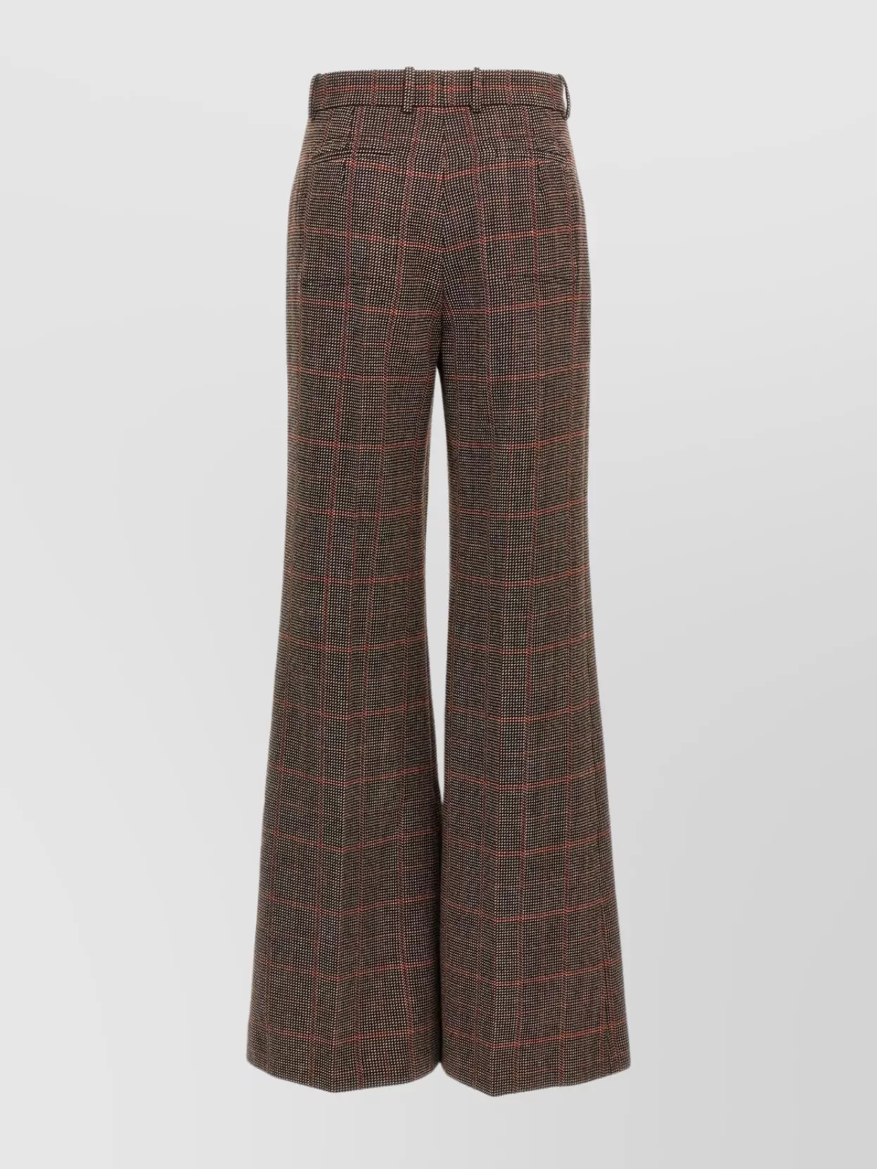 Chloé Flared Leg Wool Check Trousers