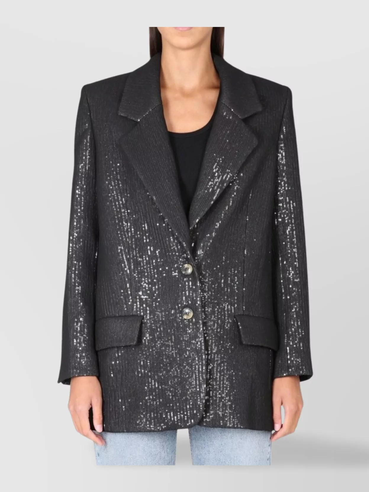 The Mannei Sequin Embellished Longline Blazer