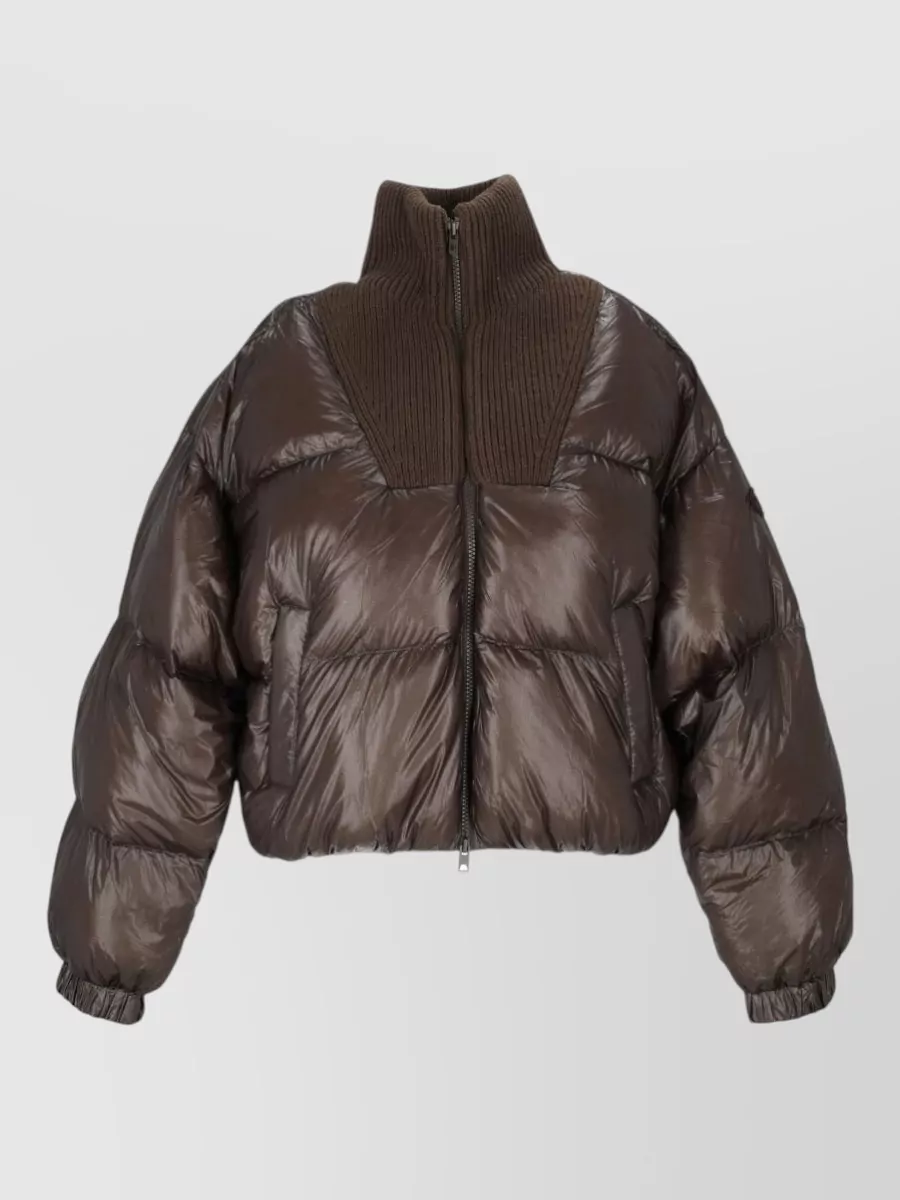 Diesel down ribbed-knit funnel-neck puffer jacket