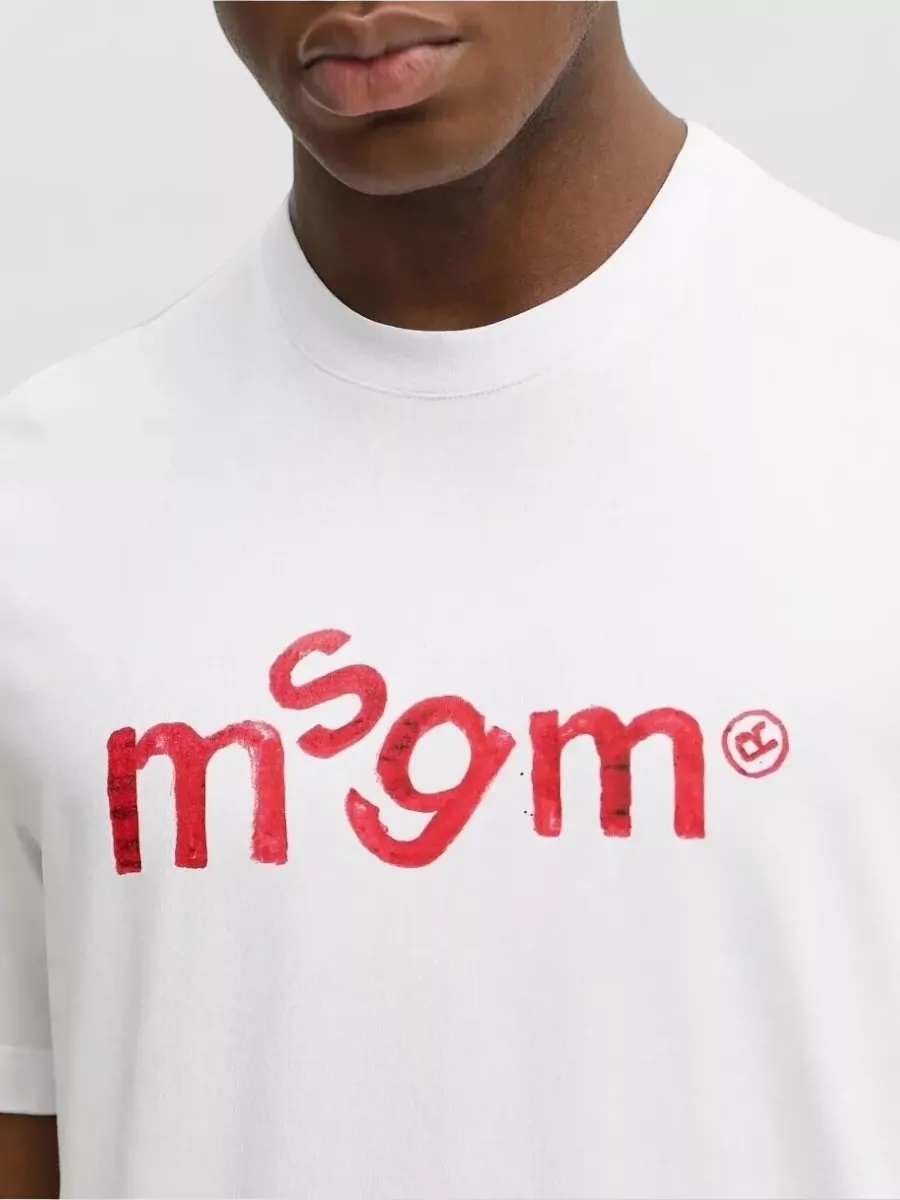 Msgm Logo Print Cotton T-Shirt