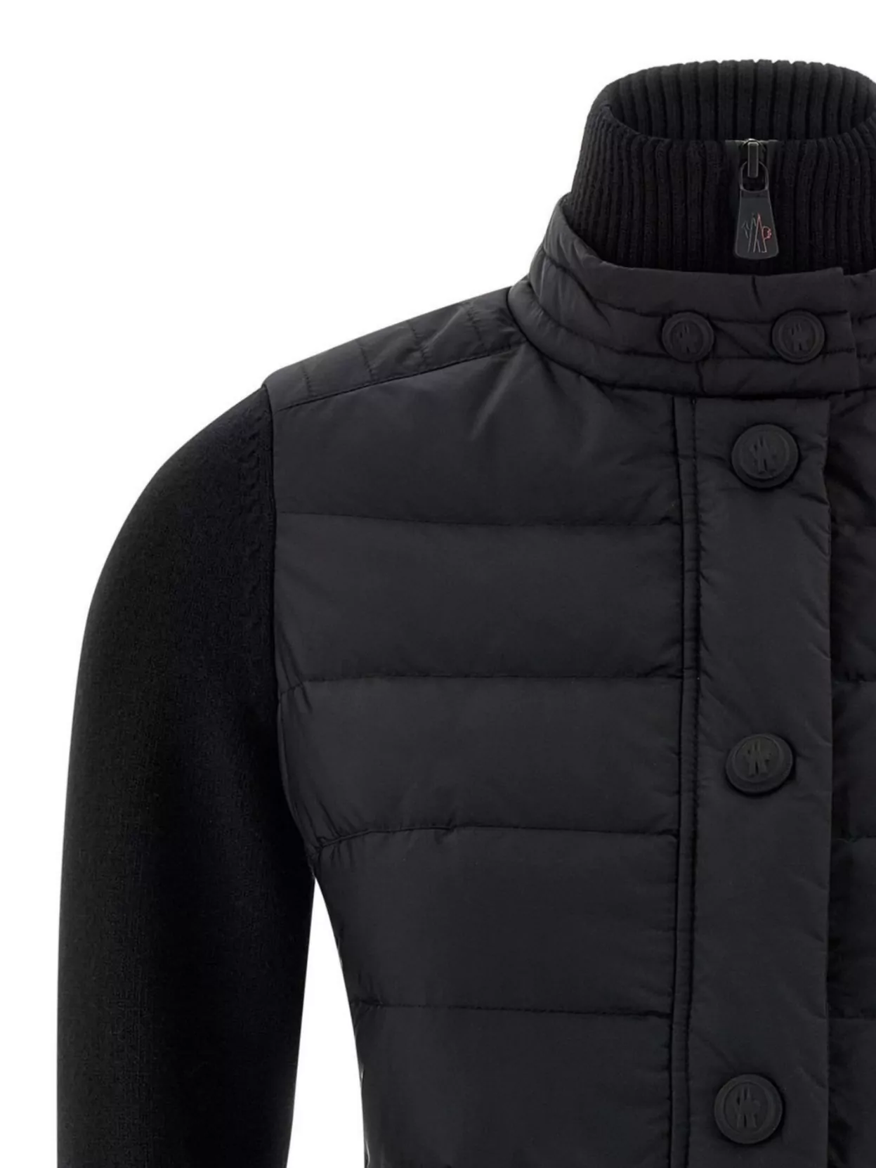 Moncler Quilted Cardigan Featuring Ribbed Collar And Cuffs In Blue