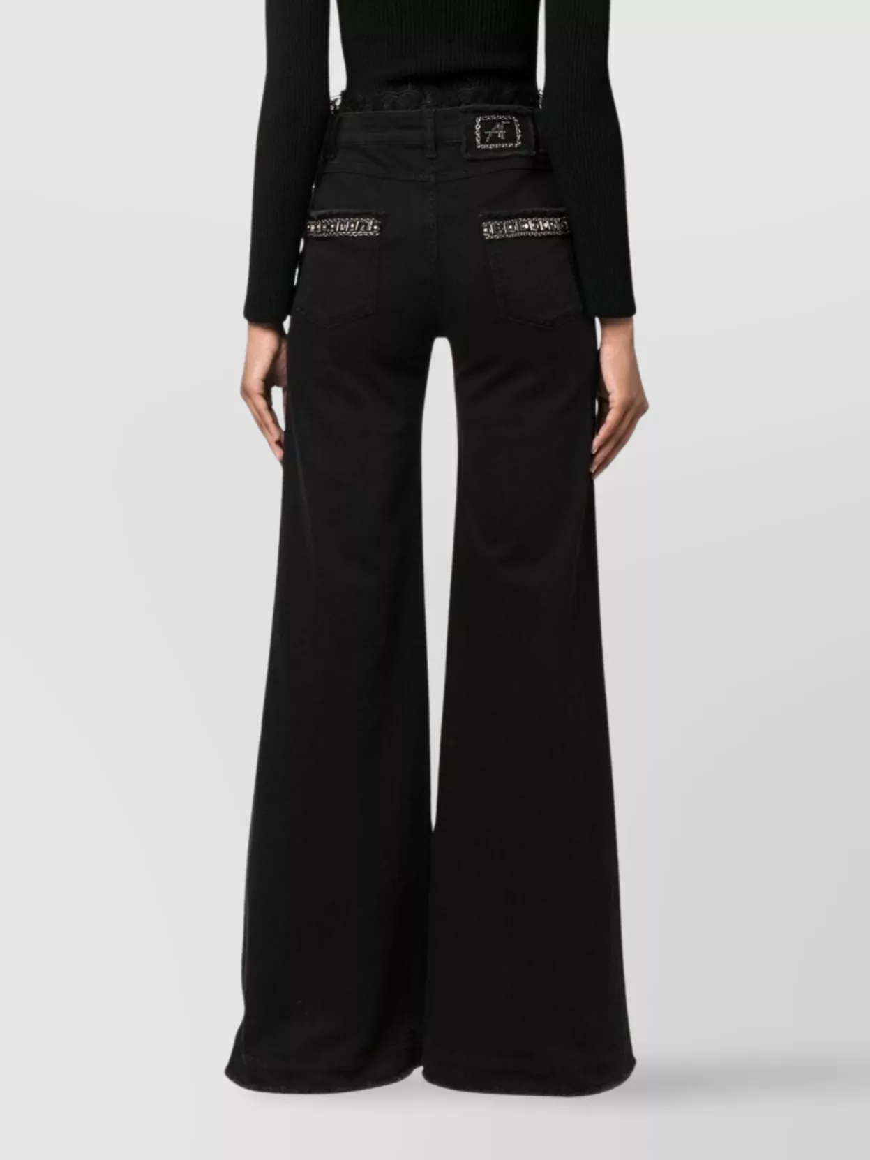 Alberta Ferretti Flared Trousers Embellished Pockets