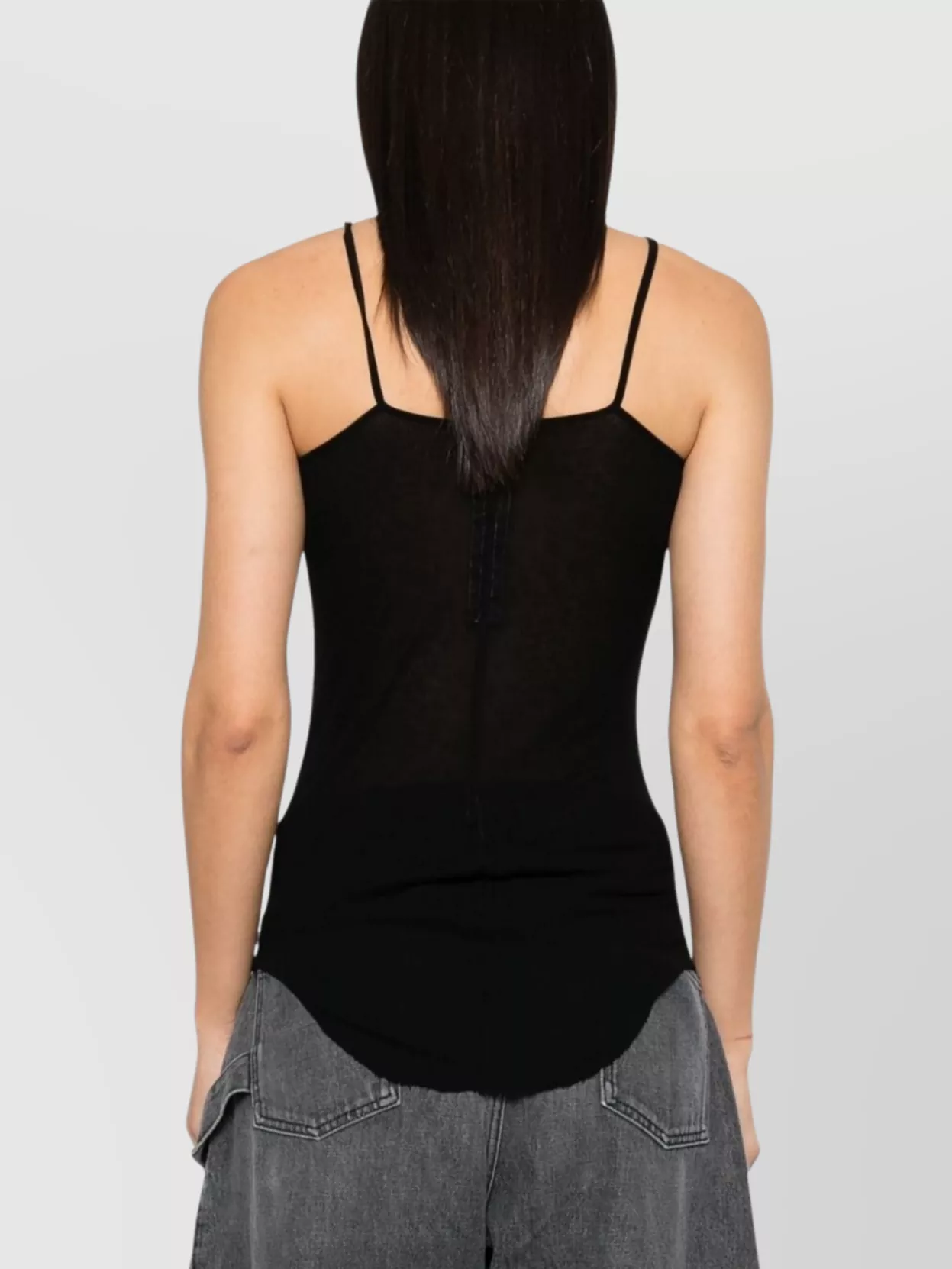 Rick Owens Silk Top With Curved Raw-cut Hem