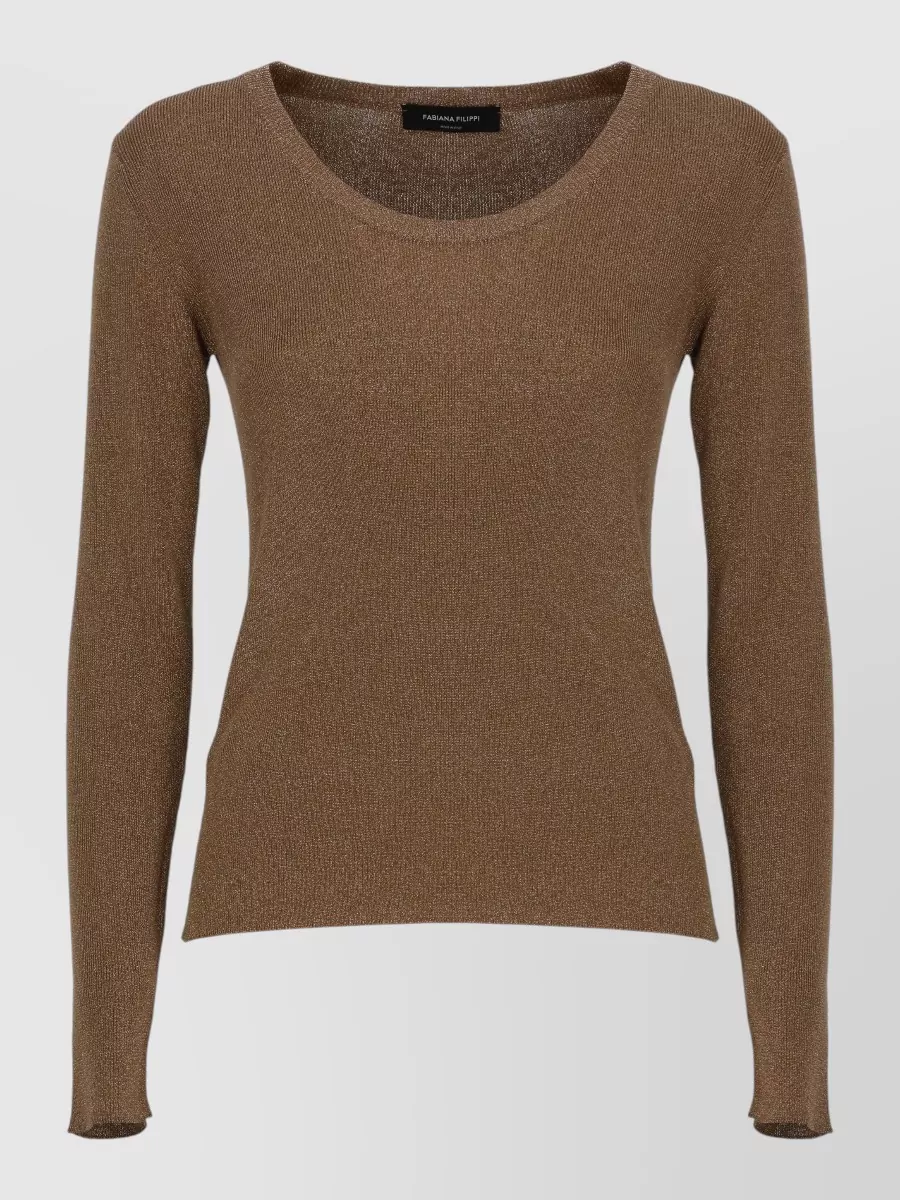 Fabiana Filippi Metallic-knit crewneck knitted top
