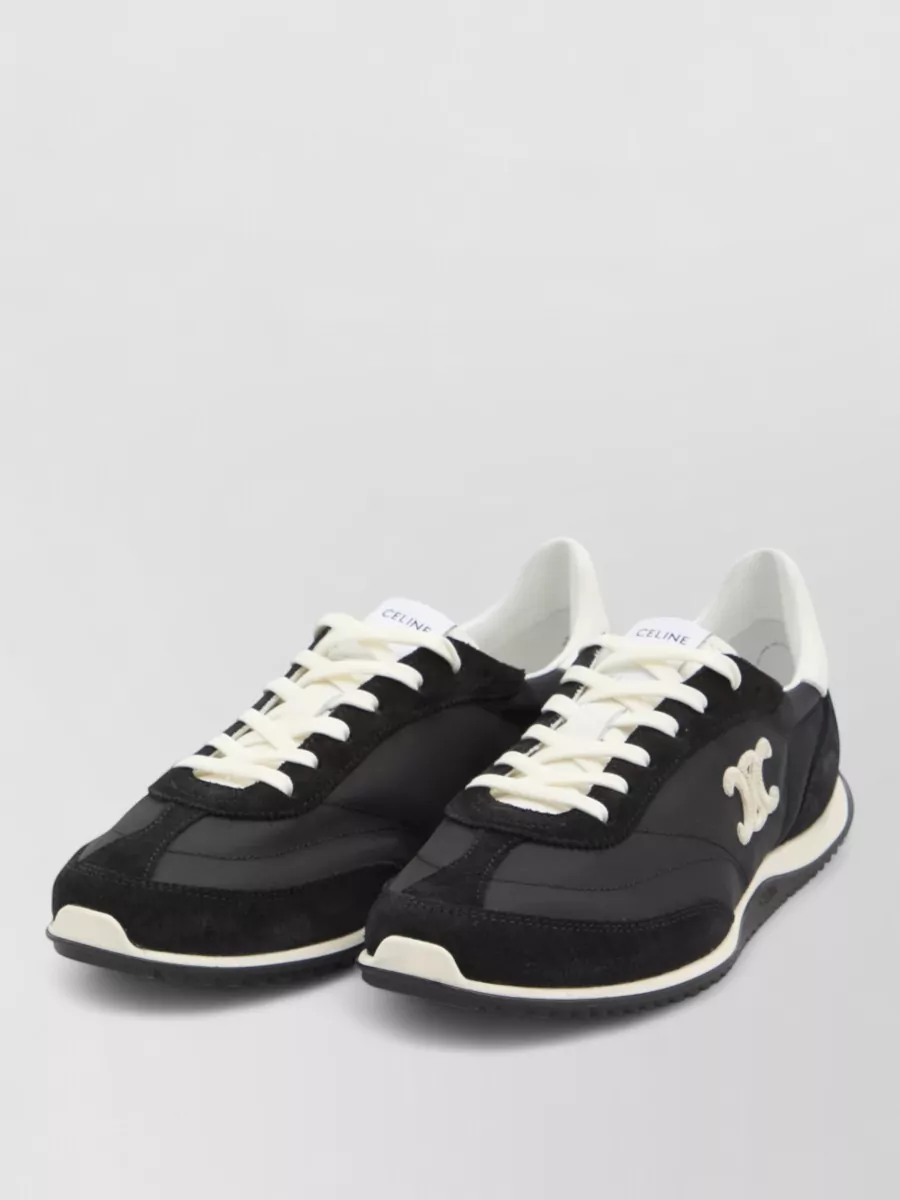 Celine Leather Nylon Lace-Up Sneakers