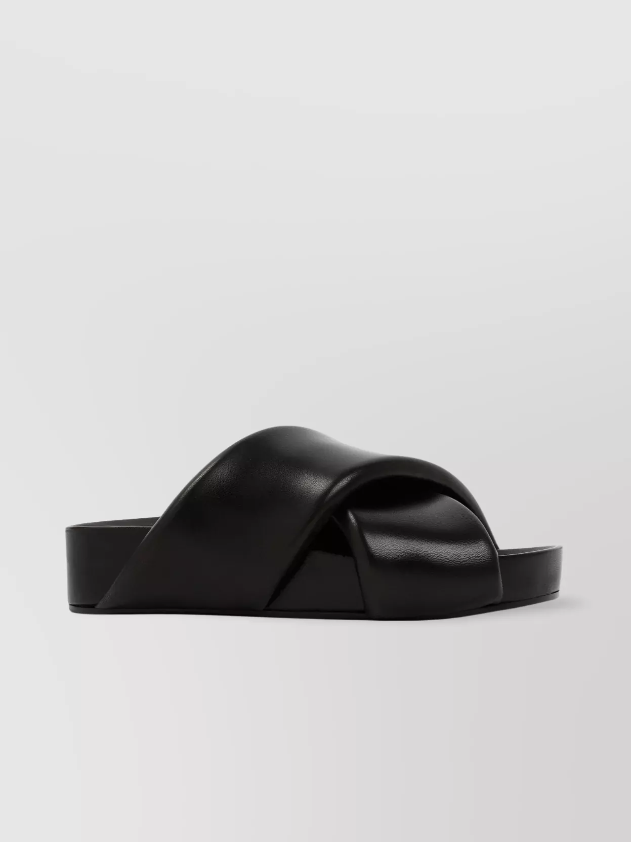 Jil Sander Leather Padded Crossed Straps Slides Sandals