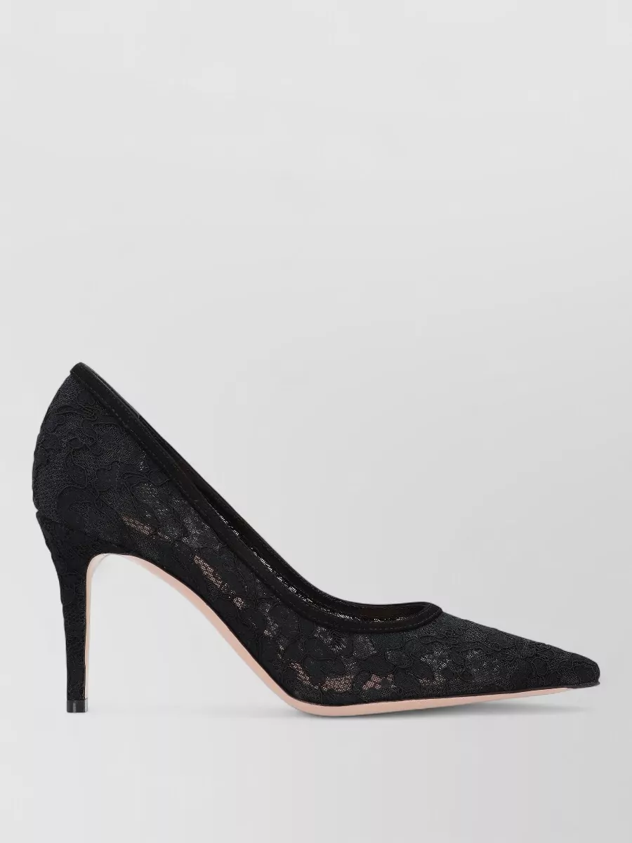 Gianvito Rossi Claudia Lace Neckline Pointed Pumps