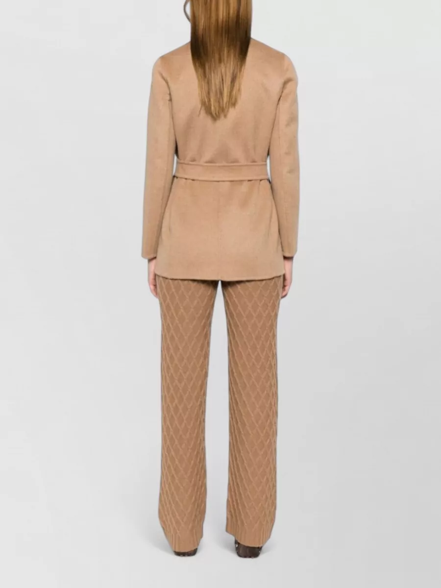Max Mara Wool Jacket Belted Waist Long Sleeves