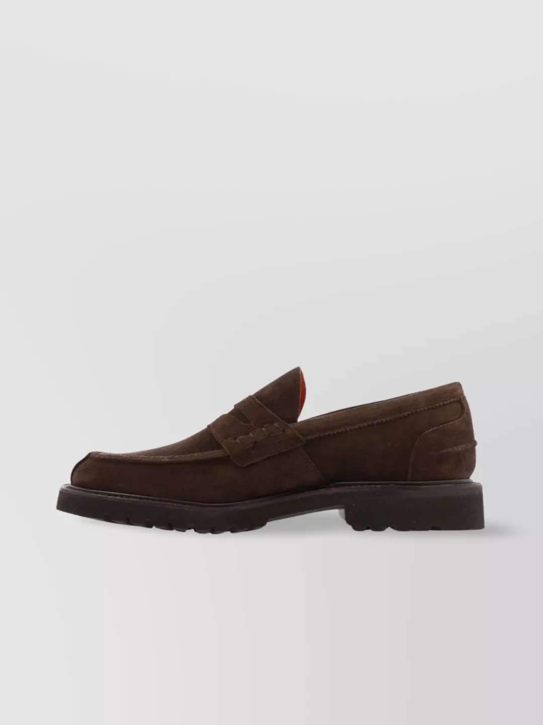 Tricker's Round Toe Suede Loafers With Rubber Sole
