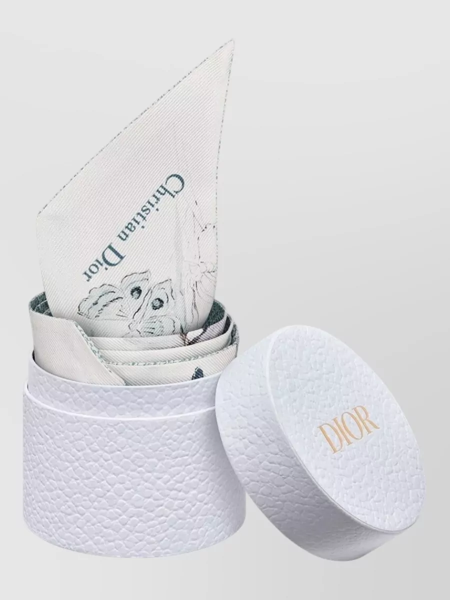 Dior Floral Lightweight Reversible Soft Scarf In White