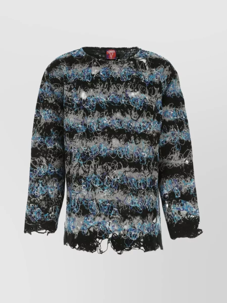 Shop Vitelli Oversized Sweater With Multicolor Regenerated Yarns In Black