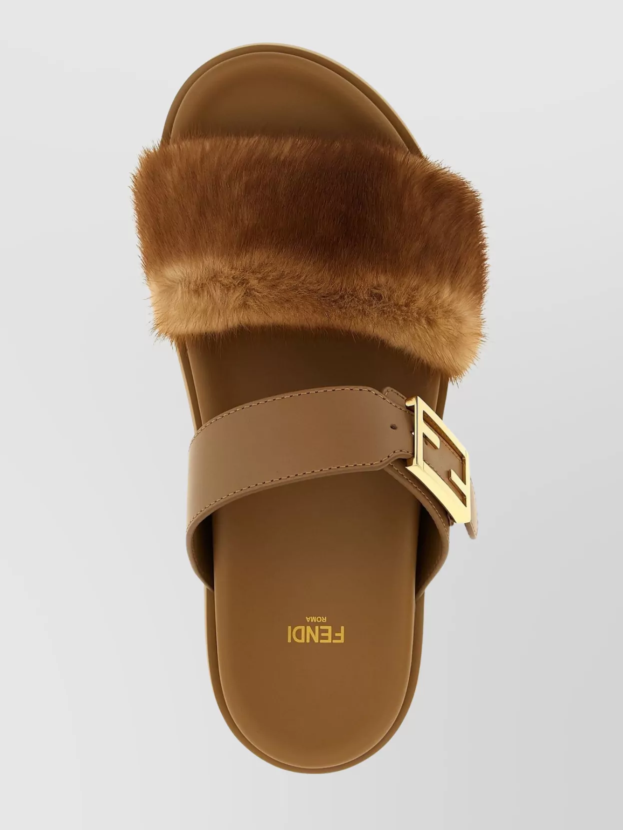 Fendi Luxe Fur Strap Buckle Slides