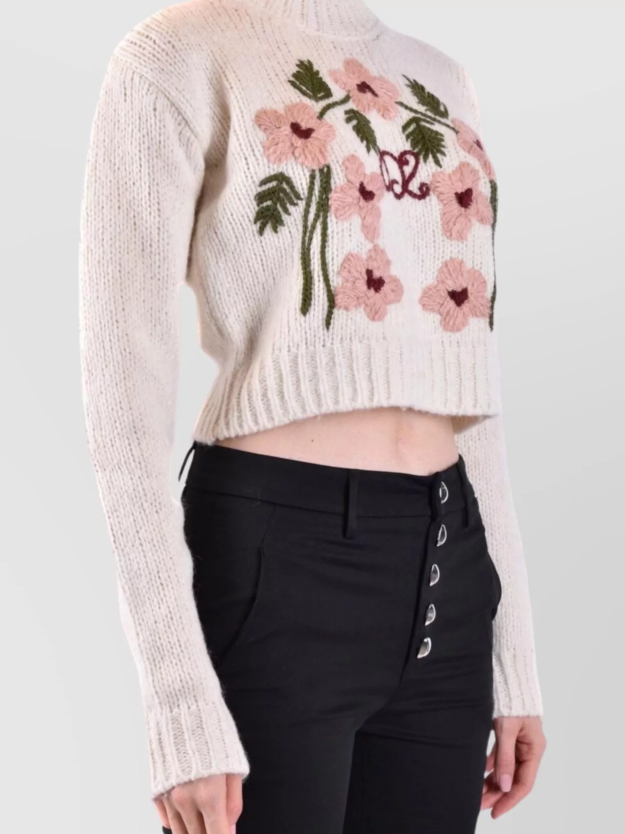 Dsquared2 Embroidered Floral Cropped Knitwear