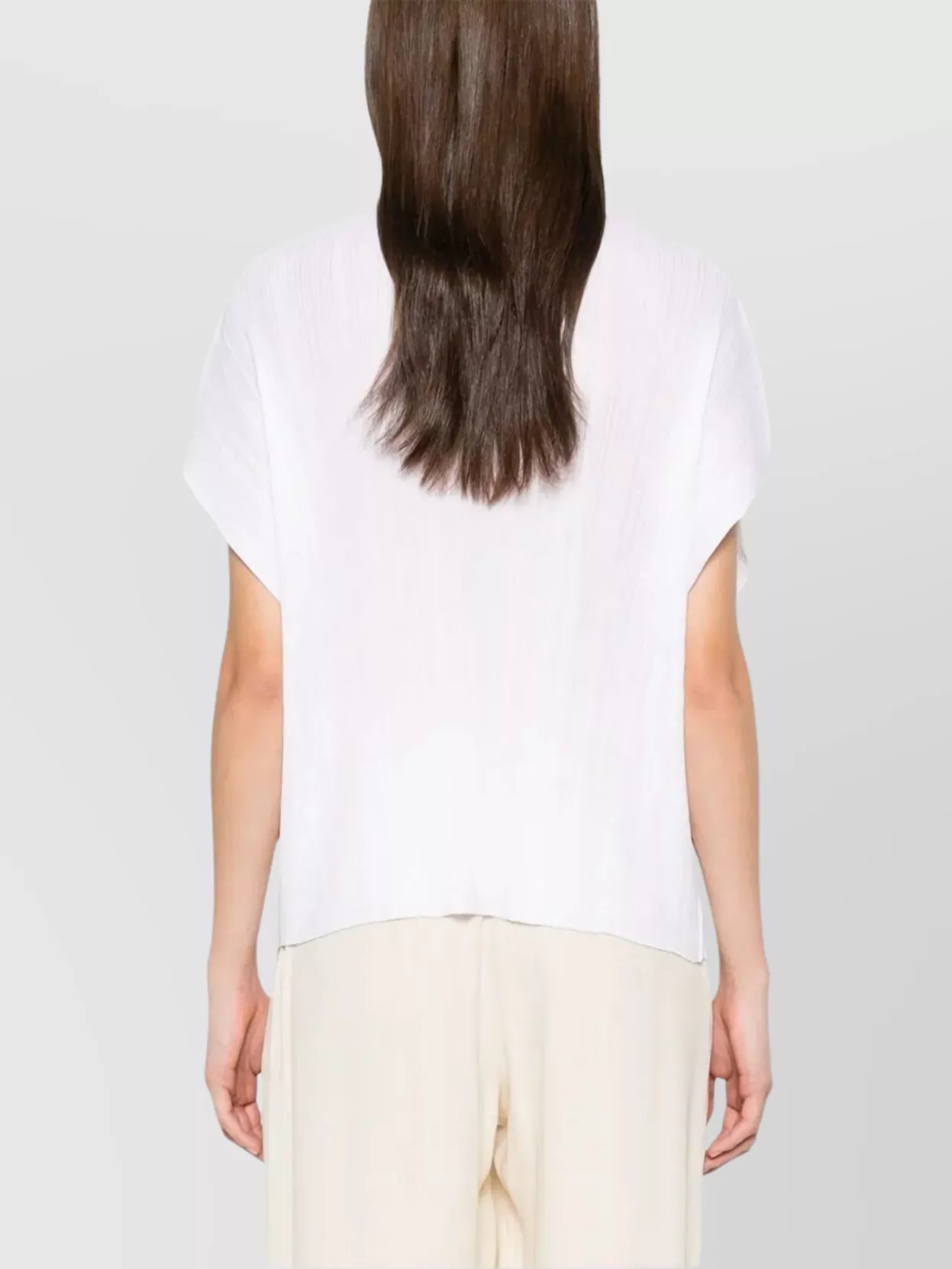 Fabiana Filippi Textured Pleated Relaxed Fit Round Neck Top