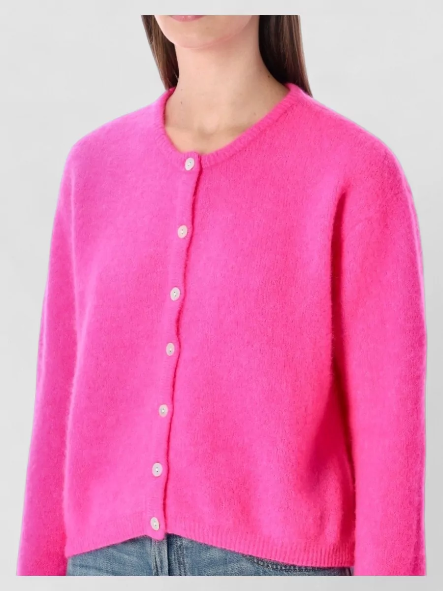 American Vintage Vitow Cropped Knit Cardigan Round Neck