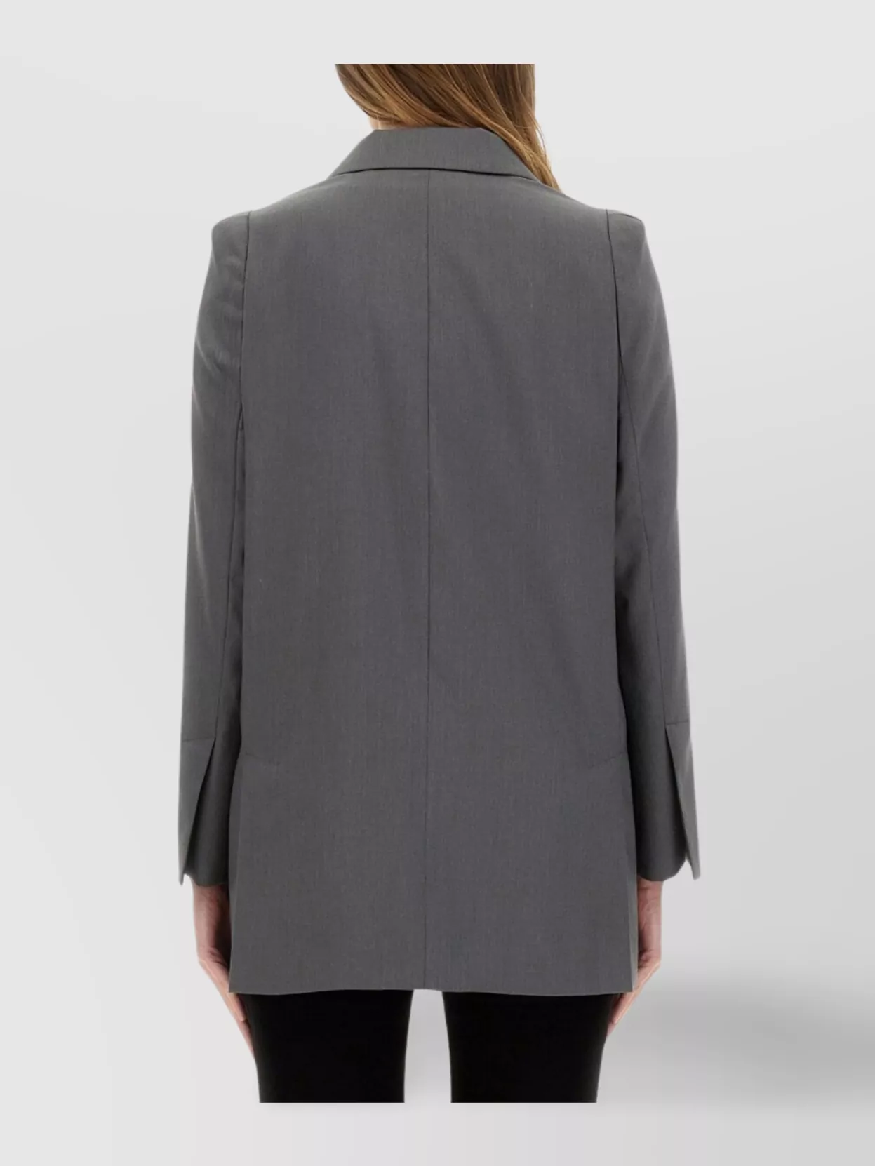 Max Mara Longline Jacket Flap Pockets In Gray