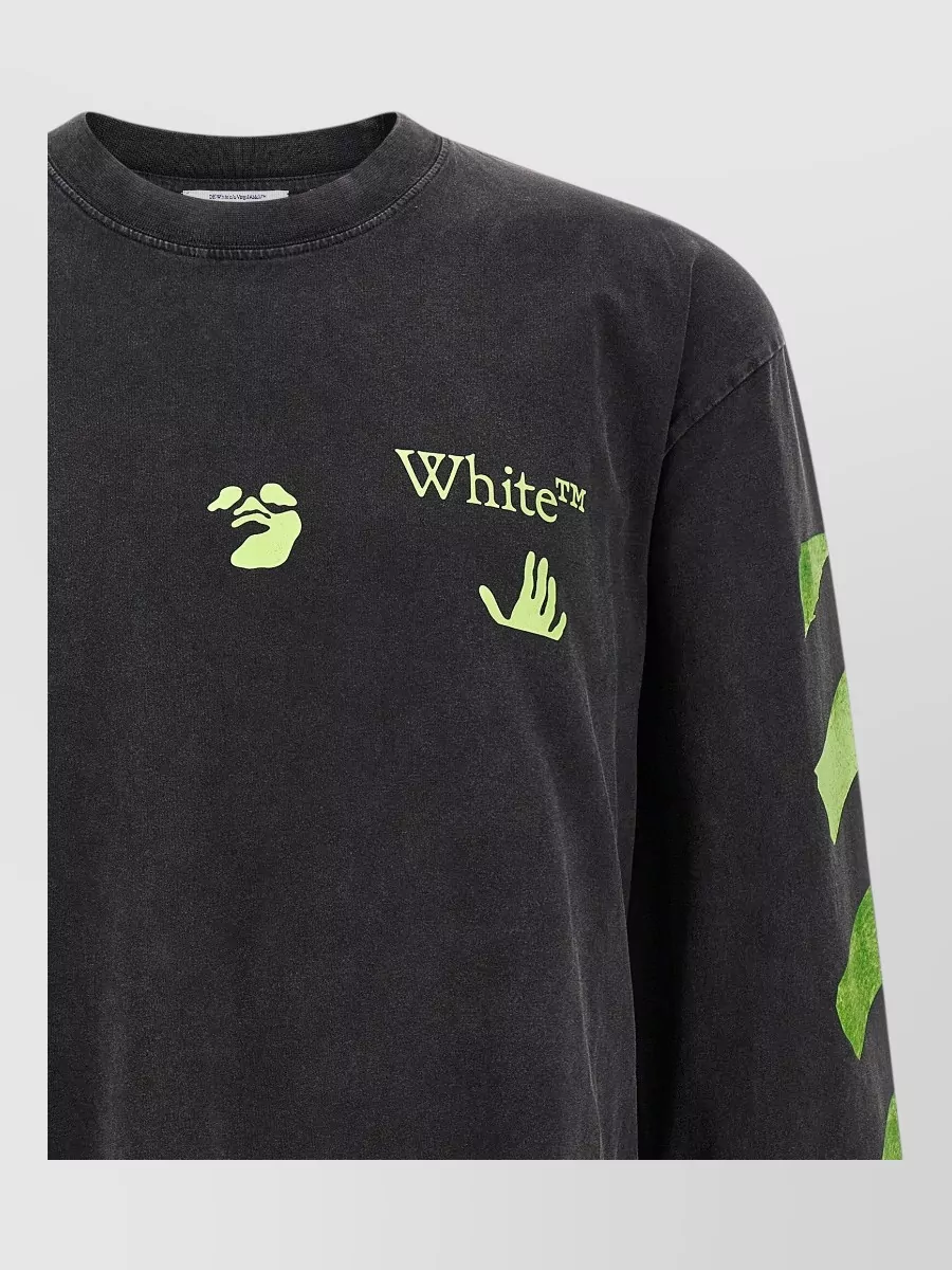 Off-White Cotton Printed Long-Sleeve T-Shirt
