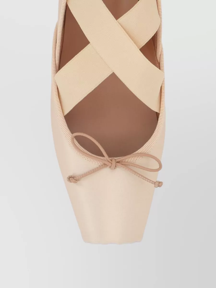 Christian Louboutin Crepe Ballet Flats Bow Straps Square Toe