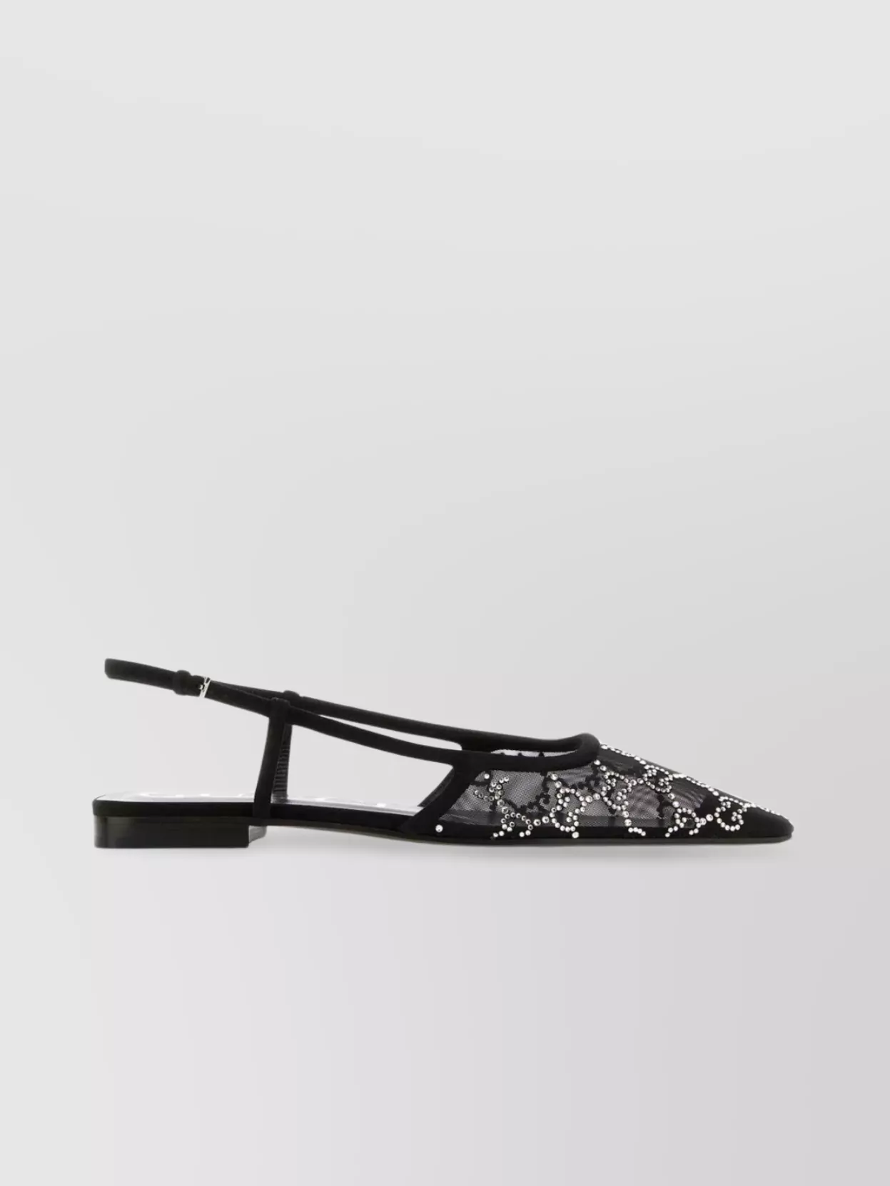 Shop Gucci Mesh Ballerinas With Embellished Strappy Pointed Toe