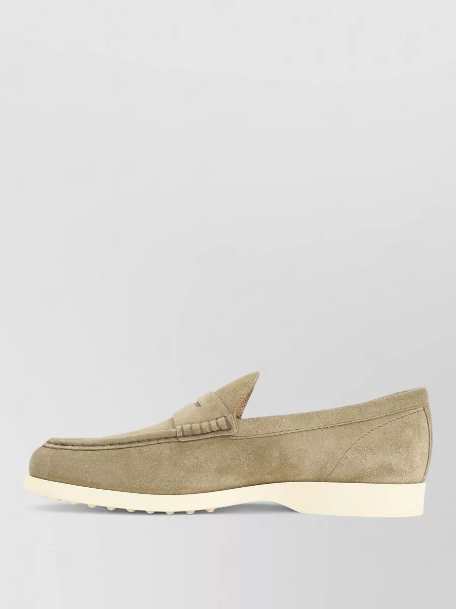 Tod's Suede Loafers Round Toe Rubber Sole