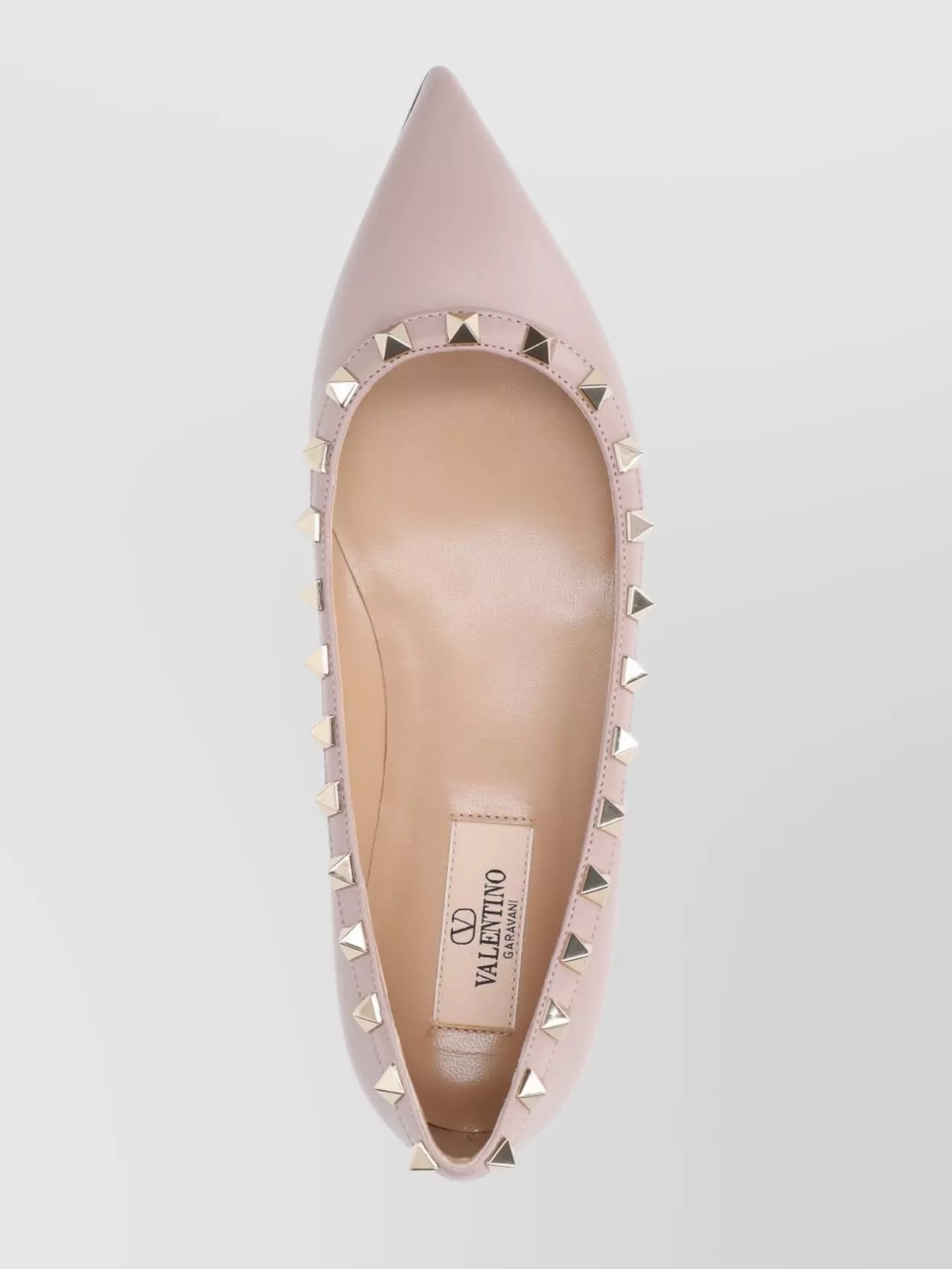 Valentino Garavani Pointed Toe Studded Trim Ballerina Shoes