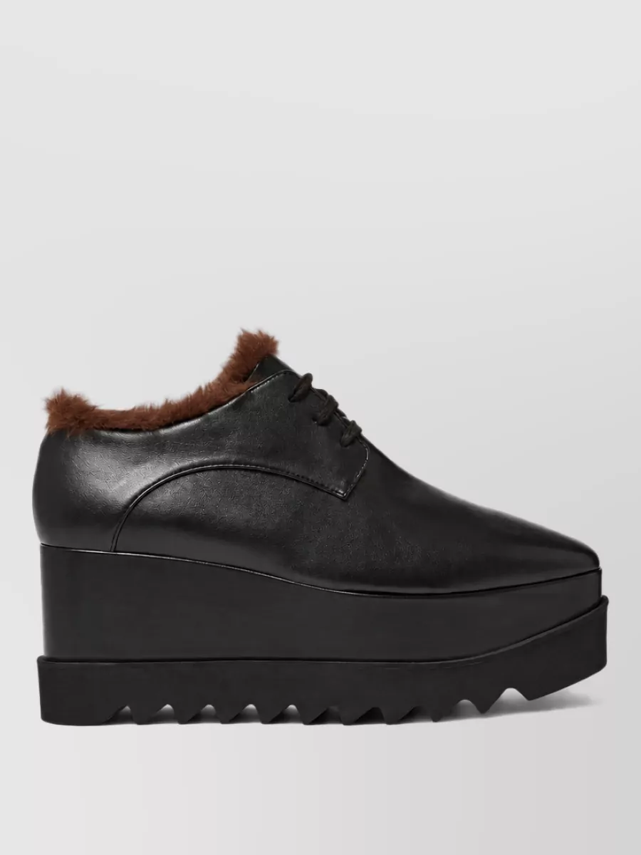 Stella Mccartney Faux Fur Trim Platform Lace-Up Shoes