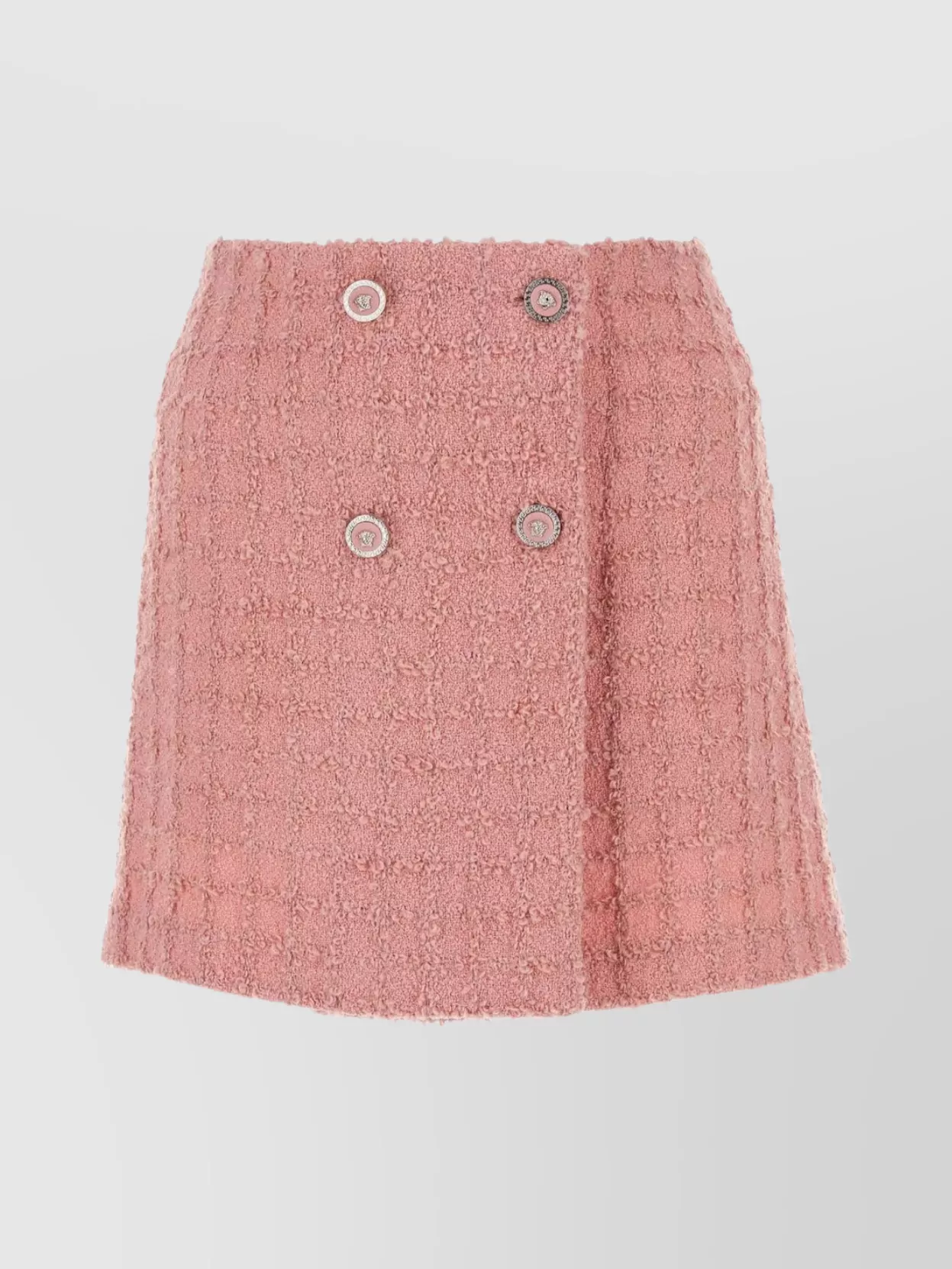 Shop Versace Boucle Wool Blend Mini Skirt In Pink