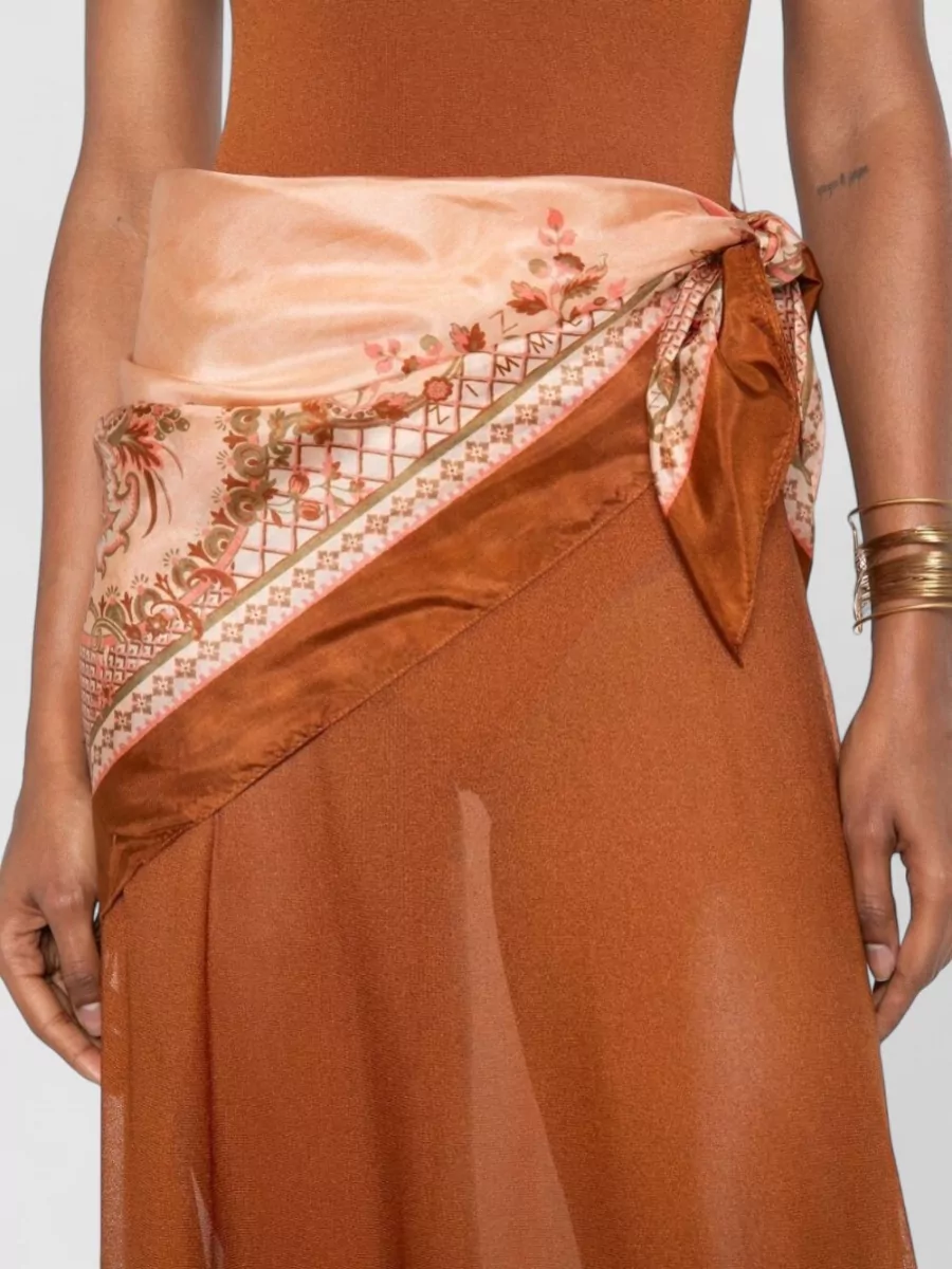 Zimmermann Paisley-Print Sheer Draped-Scarf Maxi Dress