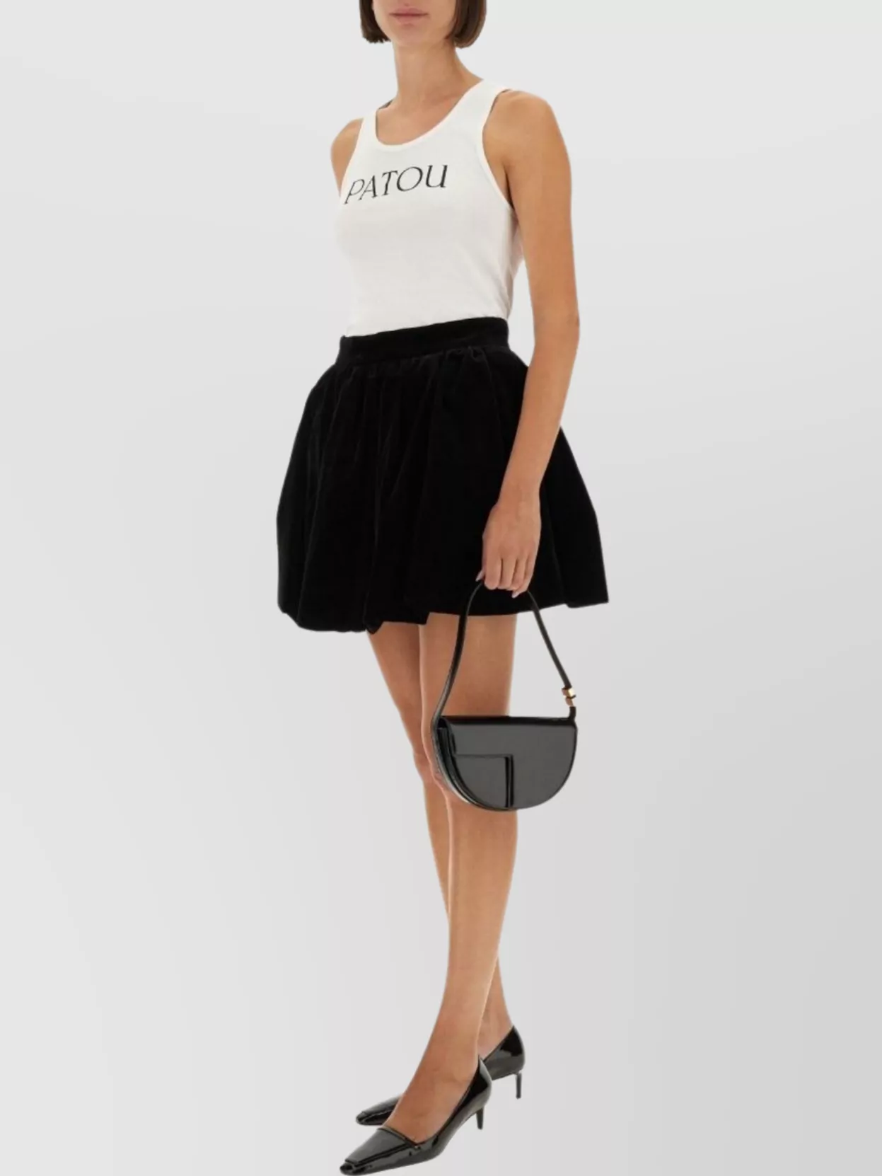 Patou High-Waisted Mini Skirt Velvet Texture