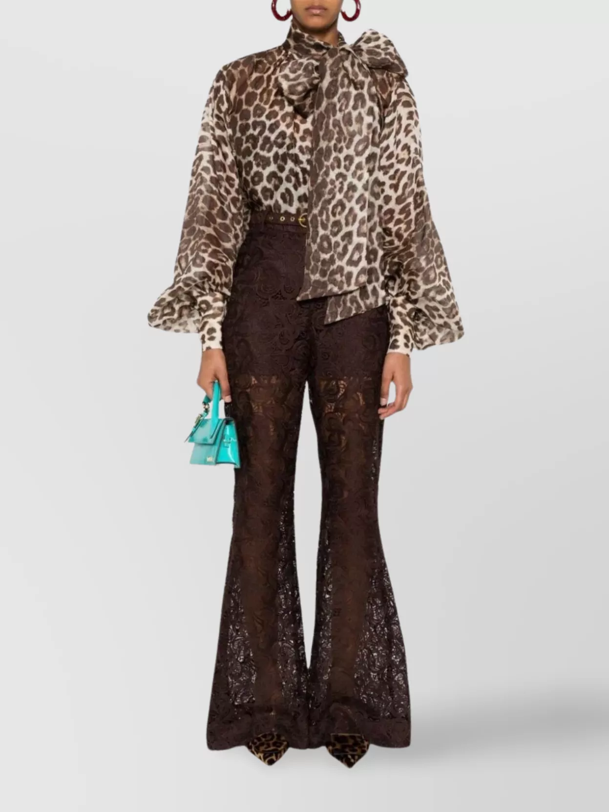 Zimmermann Sheer Leopard Print Puff Sleeve Blouse