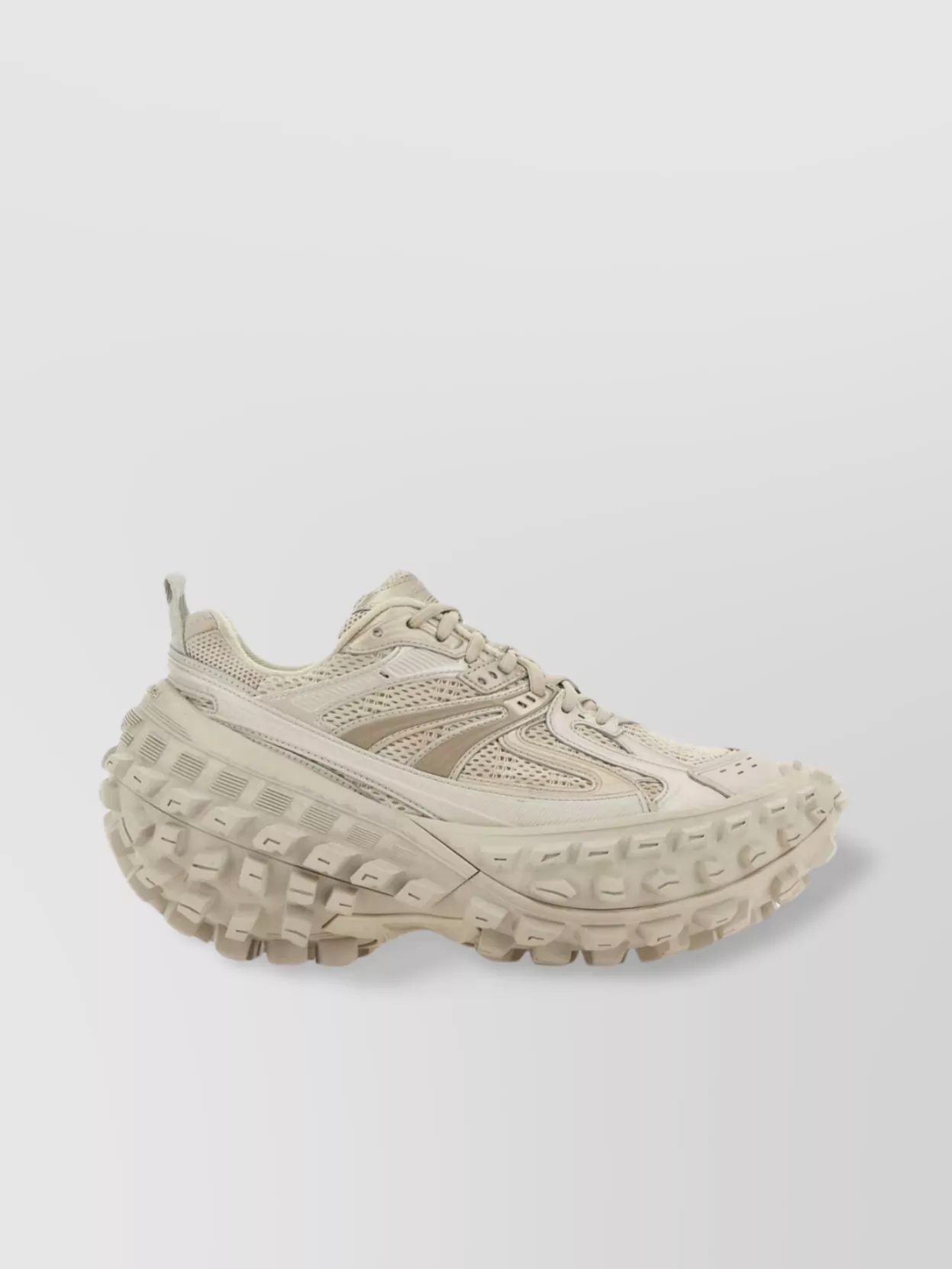 Shop Balenciaga Nylon And Mesh Bouncer Sneakers With Chunky Sole In Cream