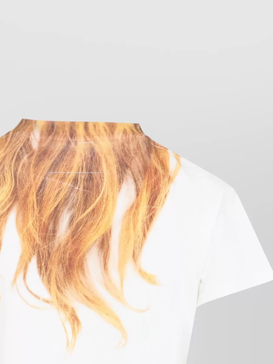 Mm6 Maison Margiela Graphic Print Short Sleeve Round Neck Top