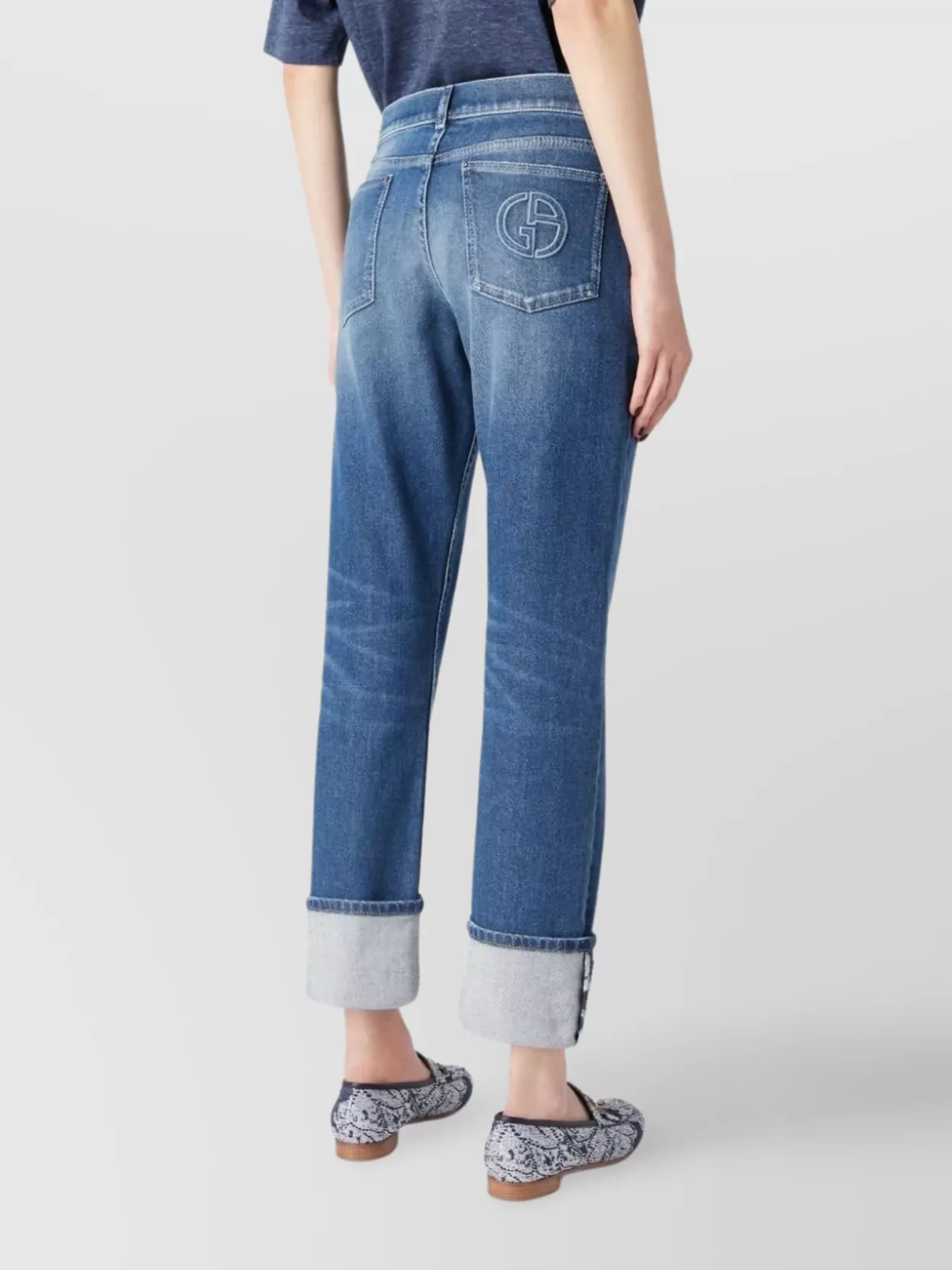 Giorgio Armani Belted Trousers With Faded Five-Pocket Design