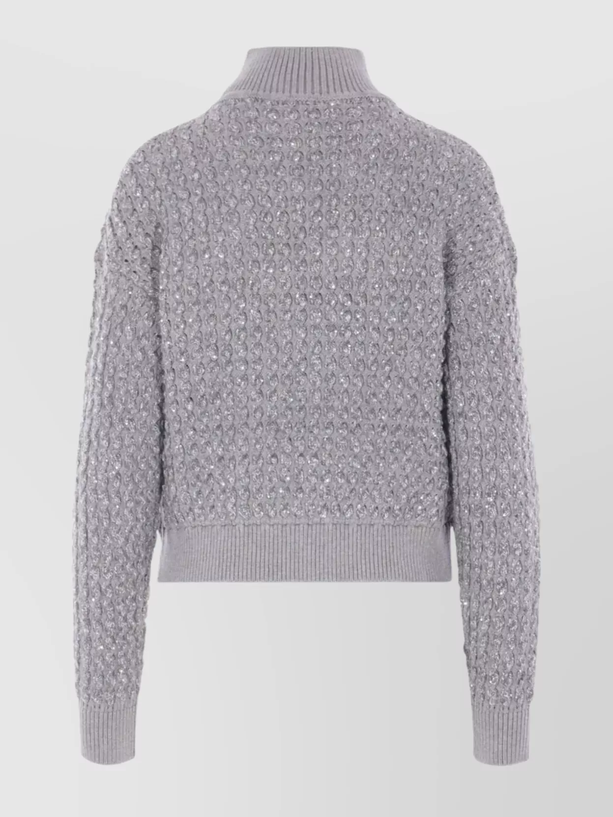 Elisabetta Franchi Sequin-embellished High-neck Sweater In Gray